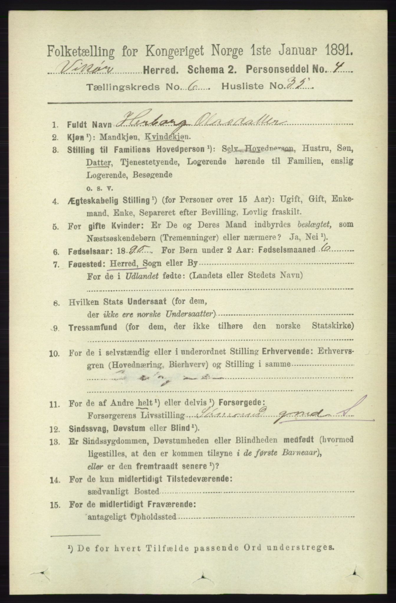 RA, 1891 census for 1238 Vikør, 1891, p. 1996