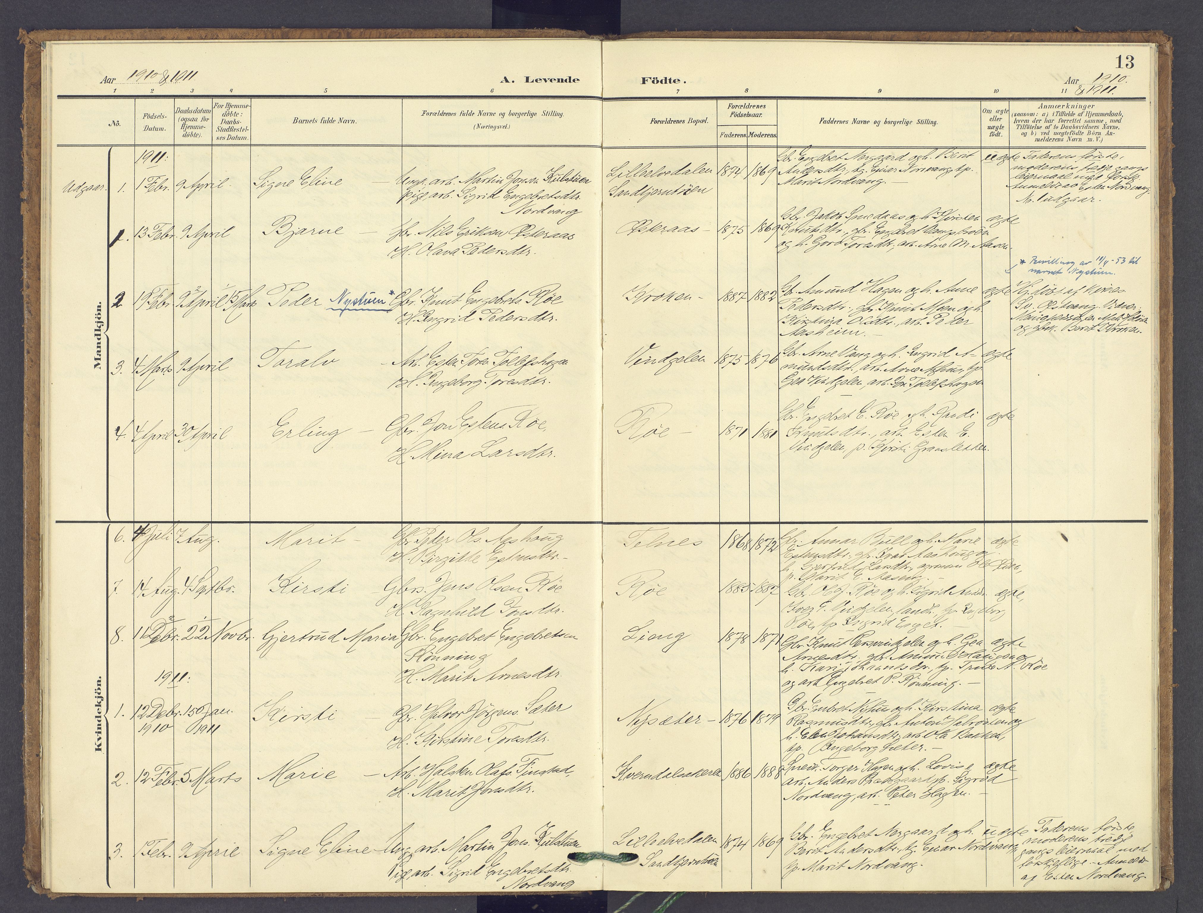 Tolga prestekontor, SAH/PREST-062/K/L0015: Parish register (official) no. 15, 1903-1946, p. 13