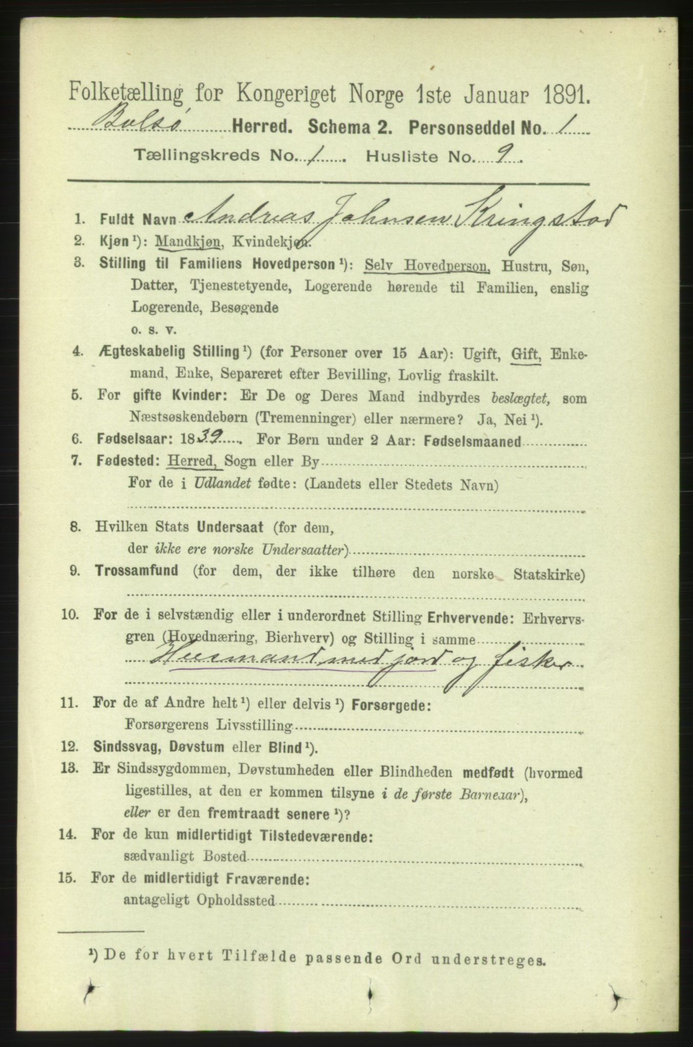 RA, 1891 census for 1544 Bolsøy, 1891, p. 224