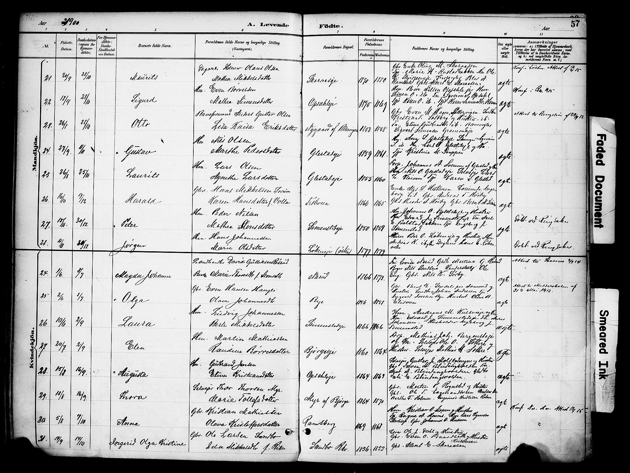 Ringsaker prestekontor, SAH/PREST-014/K/Ka/L0016: Parish register (official) no. 16, 1891-1904, p. 57