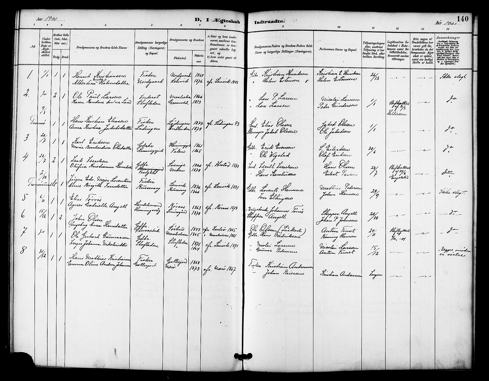 Tranøy sokneprestkontor, SATØ/S-1313/I/Ia/Iab/L0022klokker: Parish register (copy) no. 22, 1887-1912, p. 140