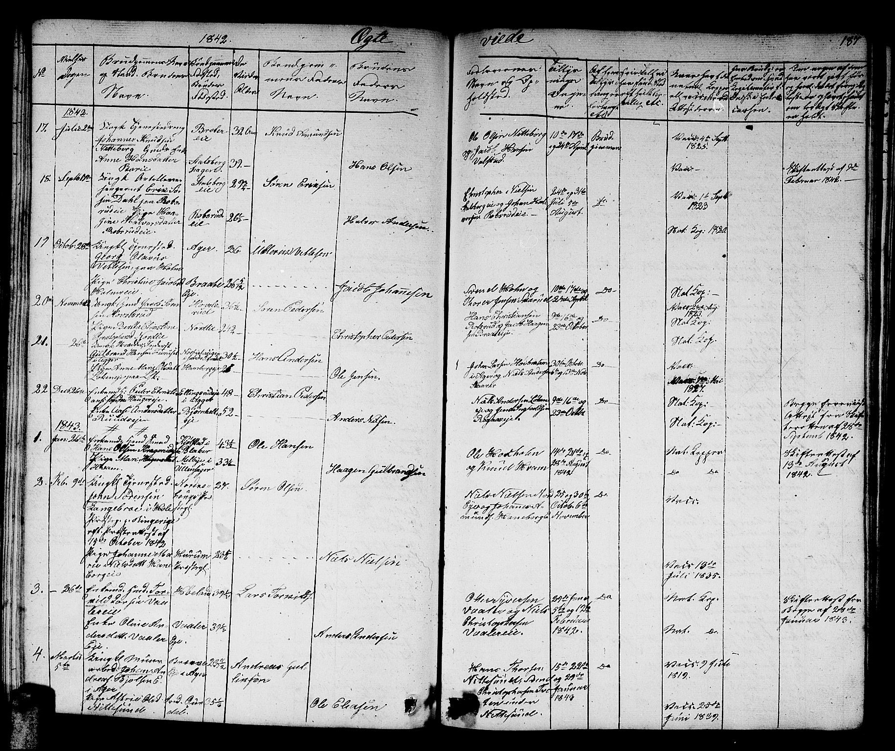 Skedsmo prestekontor Kirkebøker, SAO/A-10033a/G/Ga/L0001: Parish register (copy) no. I 1, 1830-1854, p. 187