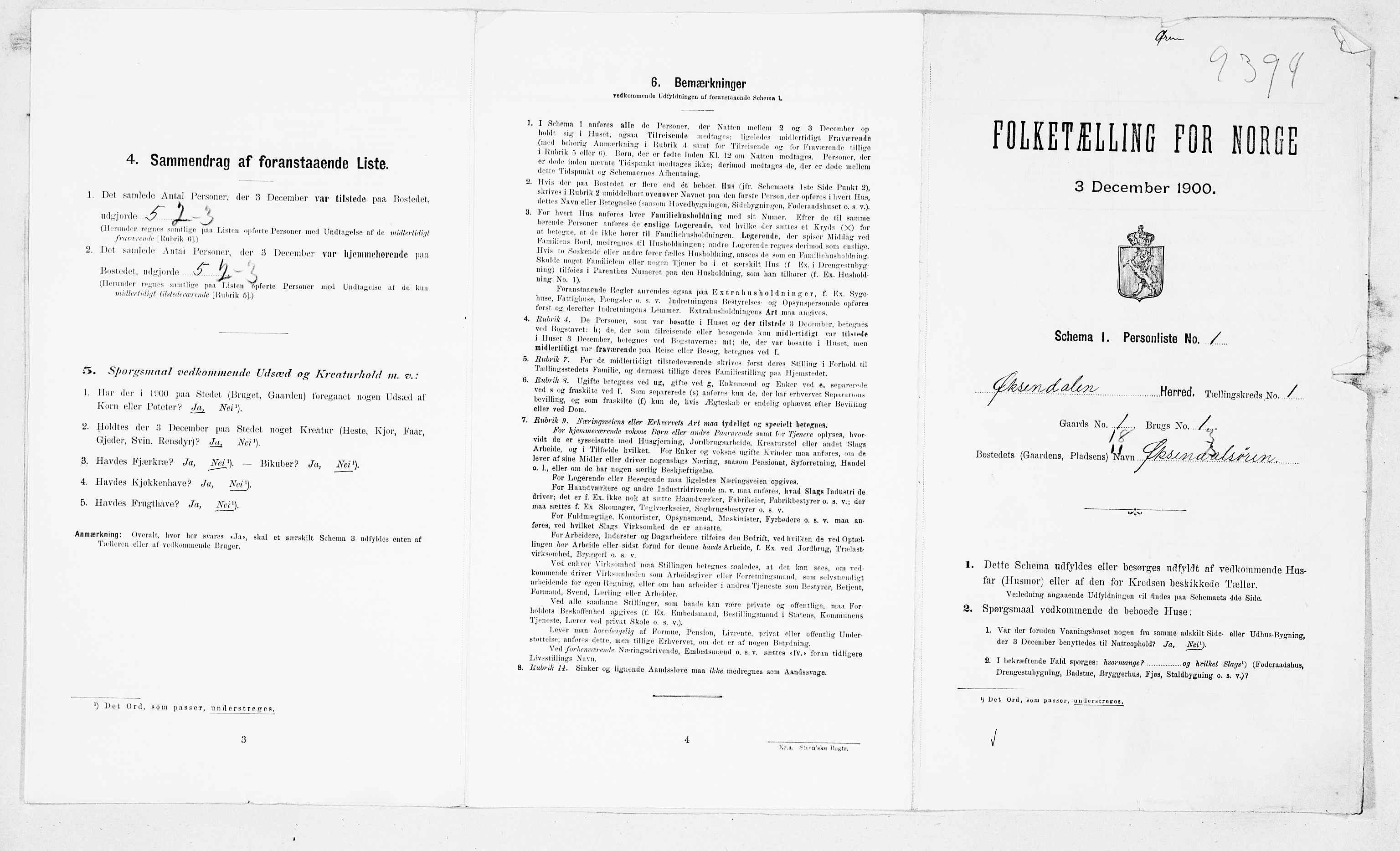 SAT, 1900 census for Øksendal, 1900, p. 10