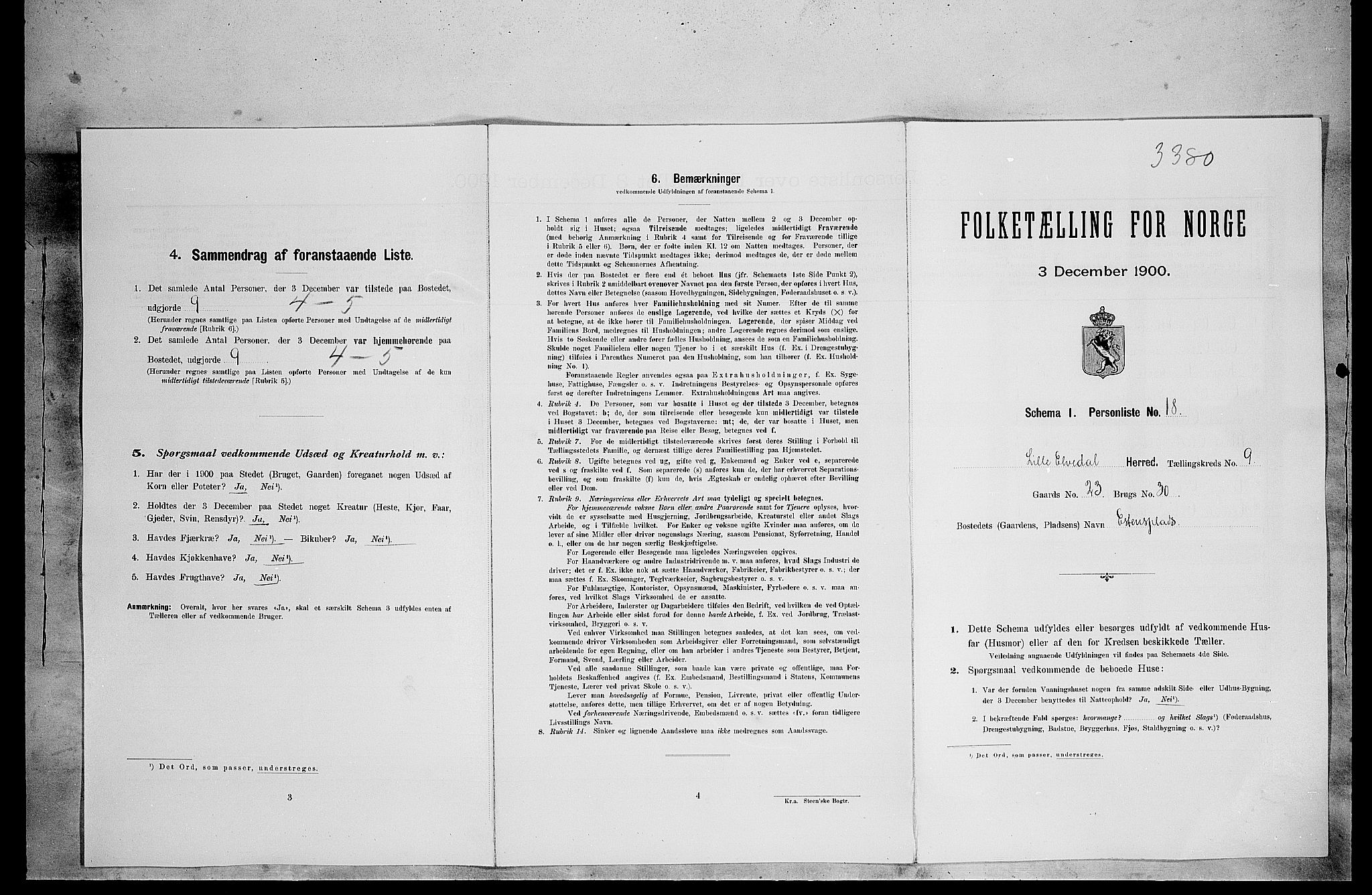 SAH, 1900 census for Lille Elvedalen, 1900, p. 673