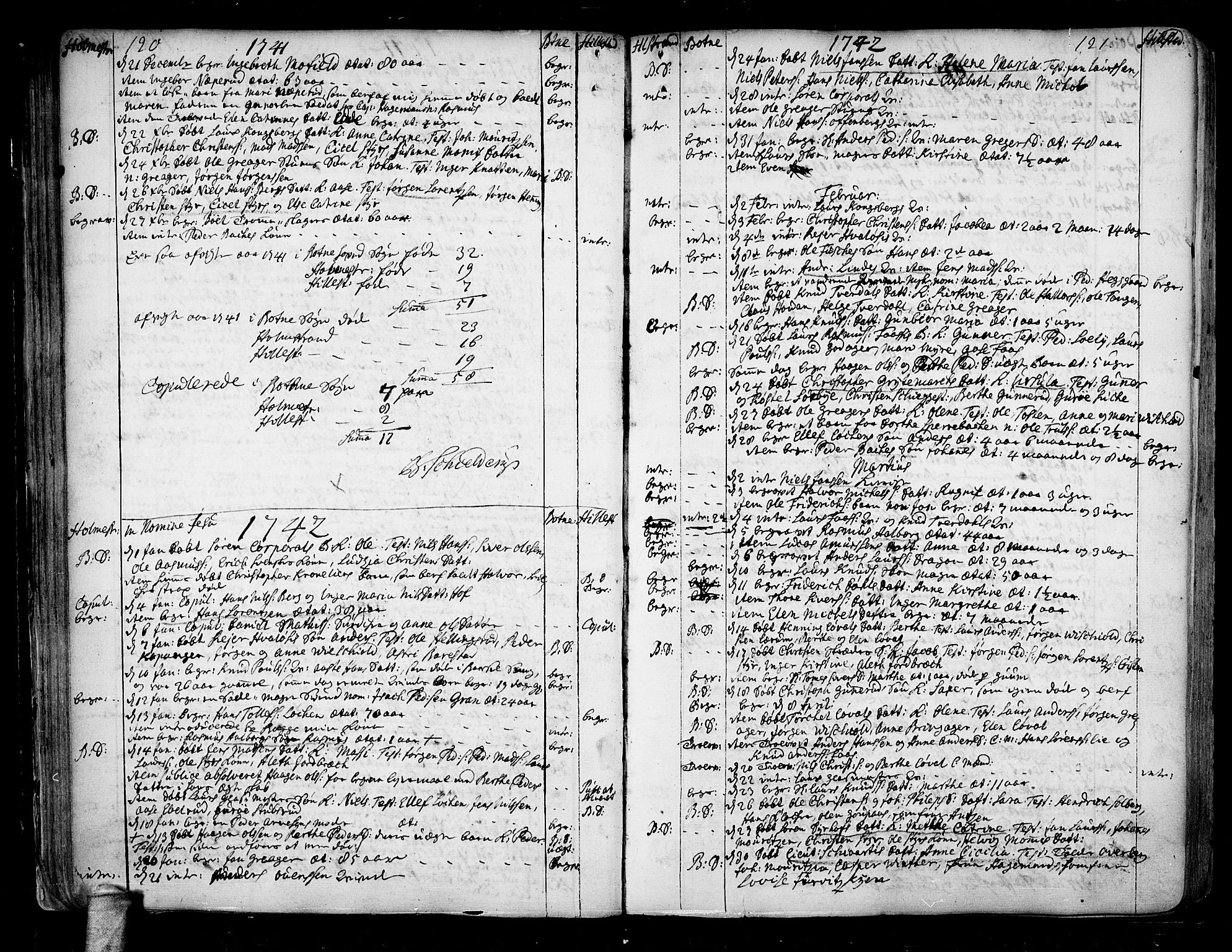 Botne kirkebøker, SAKO/A-340/F/Fa/L0001a: Parish register (official) no. I 1A, 1707-1778, p. 120-121