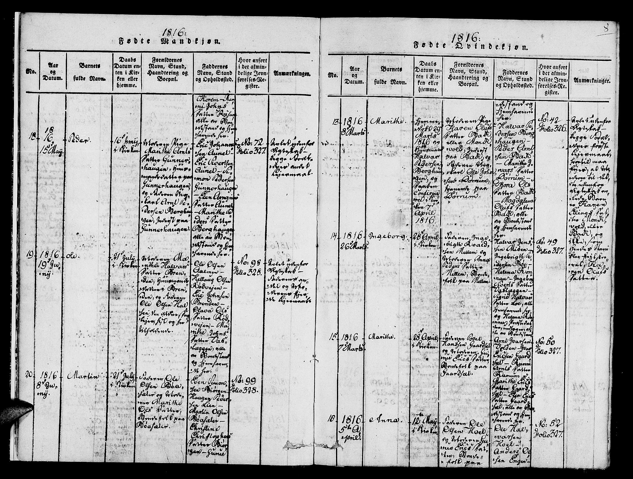 Ministerialprotokoller, klokkerbøker og fødselsregistre - Sør-Trøndelag, AV/SAT-A-1456/678/L0895: Parish register (official) no. 678A05 /1, 1816-1821, p. 8