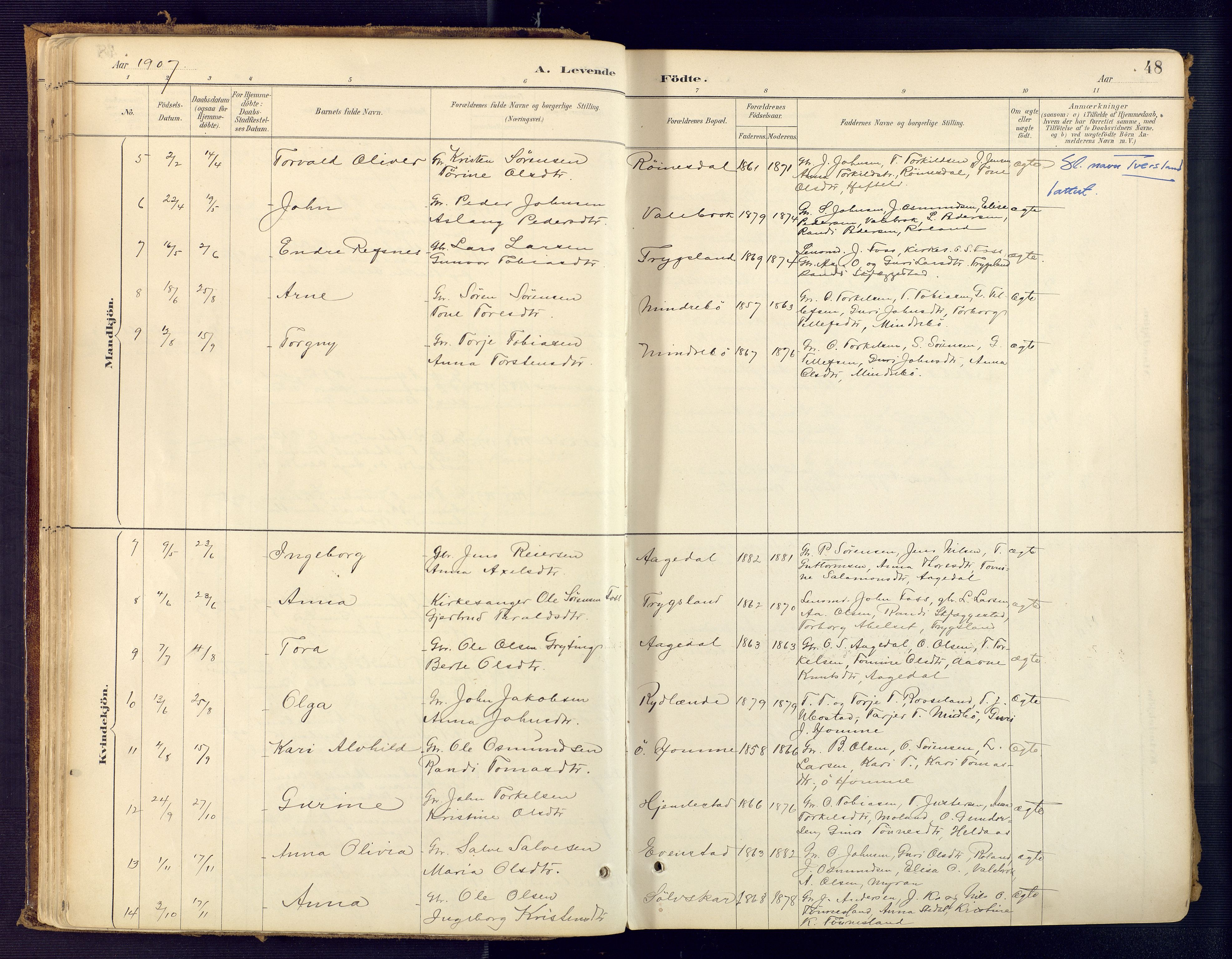 Bjelland sokneprestkontor, AV/SAK-1111-0005/F/Fa/Faa/L0004: Parish register (official) no. A 4, 1887-1923, p. 48