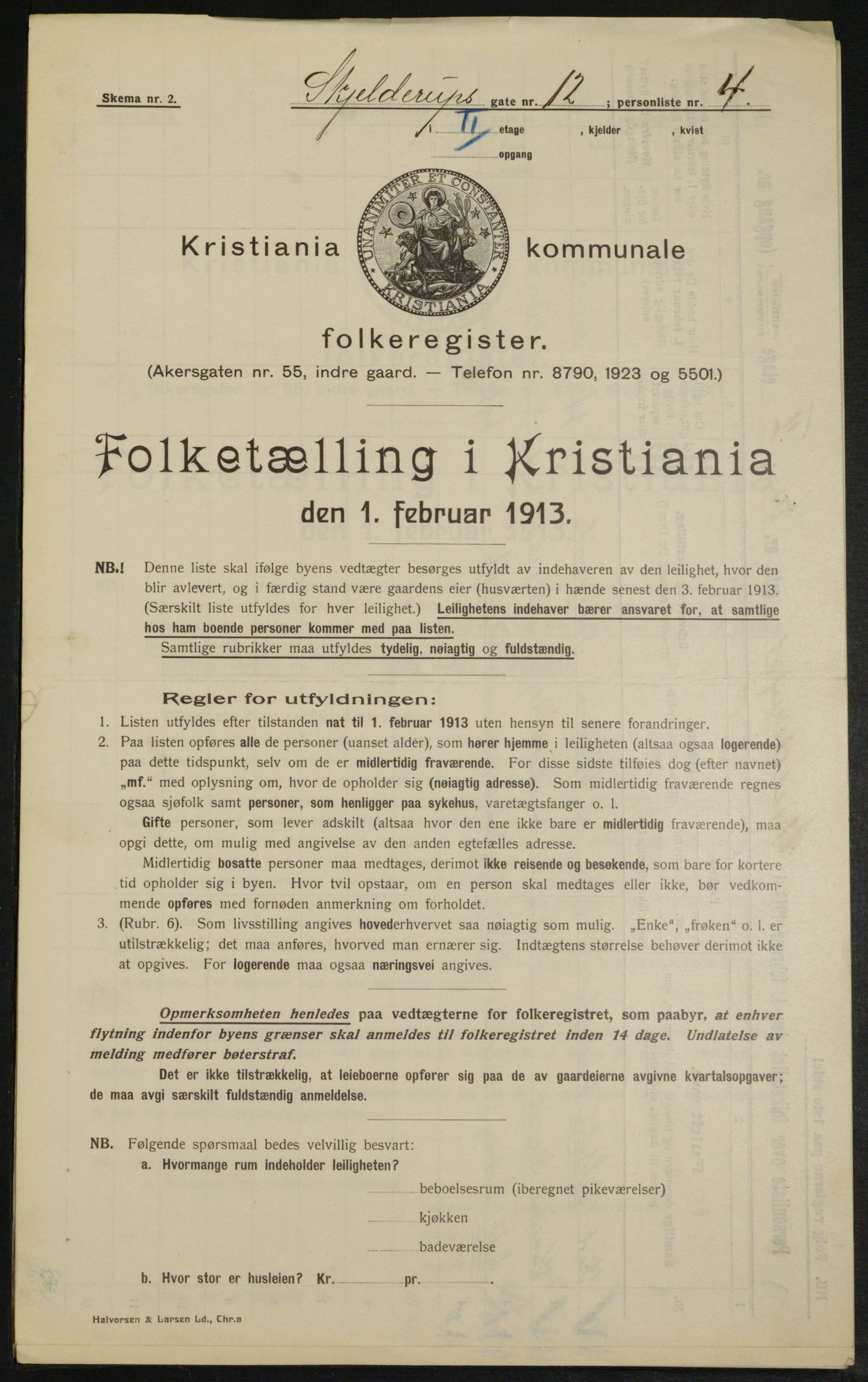 OBA, Municipal Census 1913 for Kristiania, 1913, p. 95816