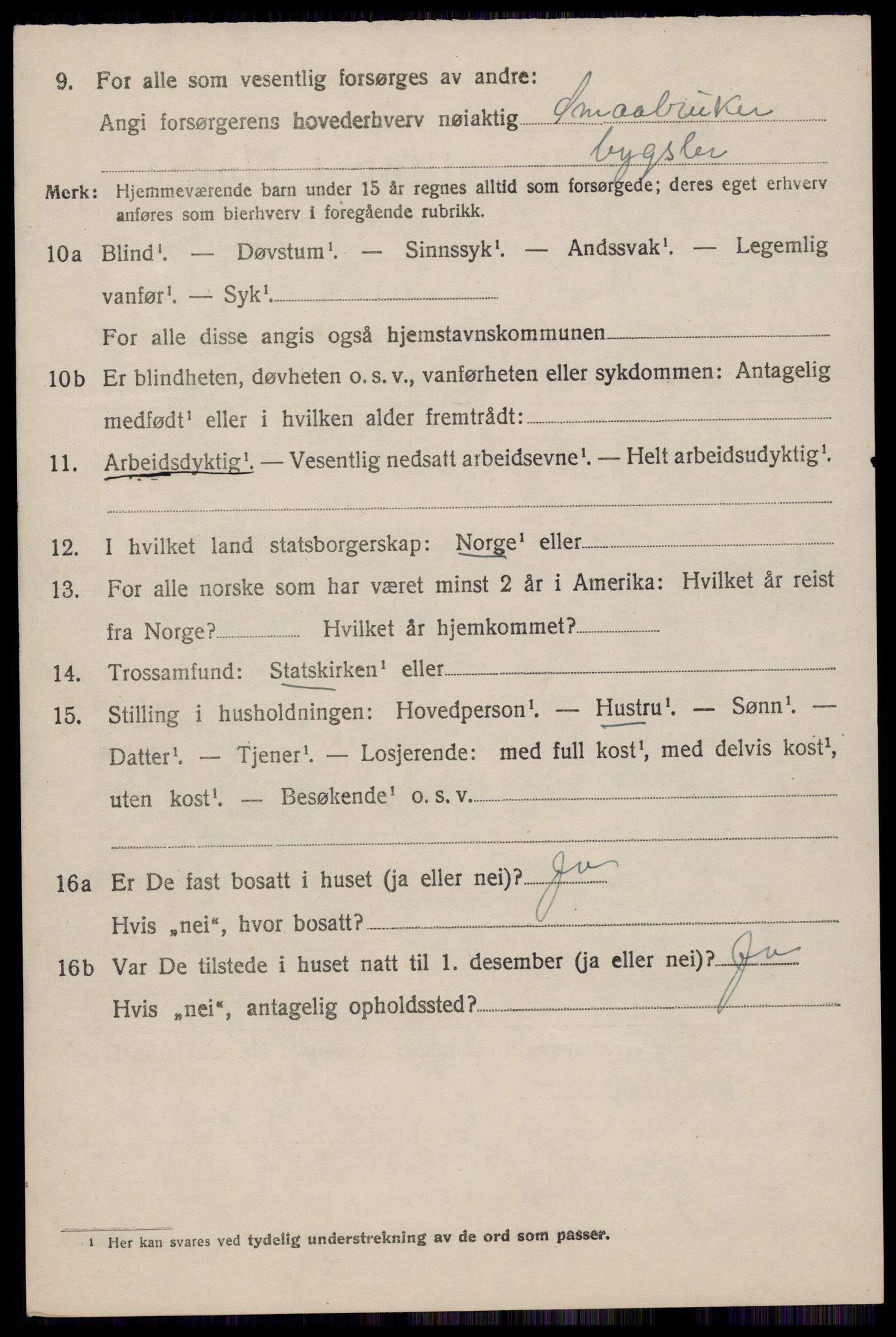 SAST, 1920 census for Klepp, 1920, p. 5349