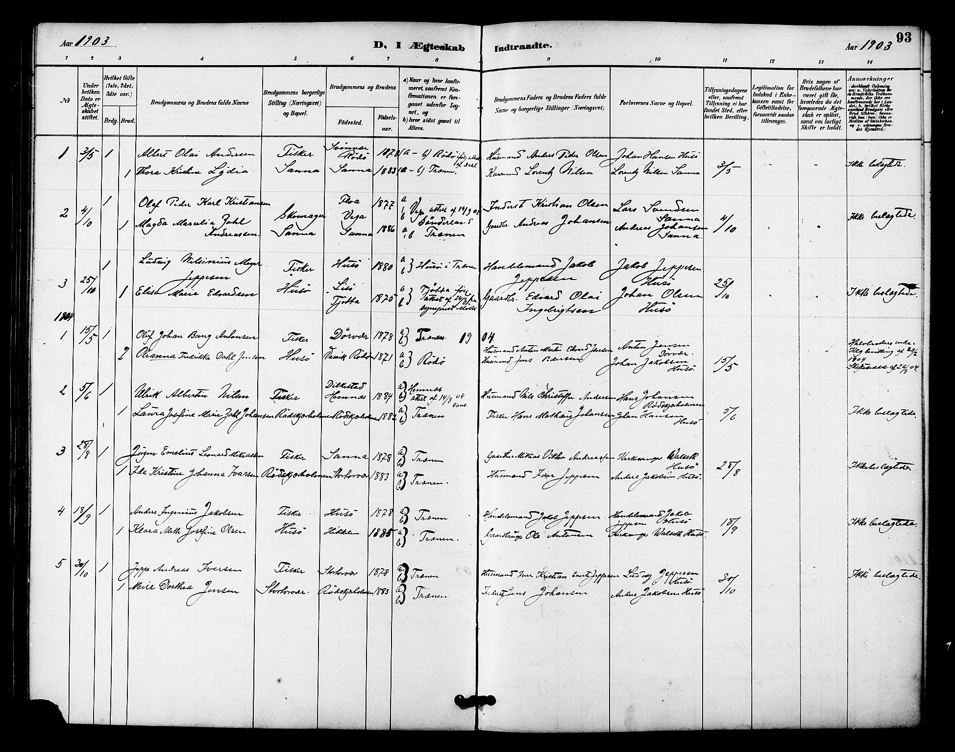 Ministerialprotokoller, klokkerbøker og fødselsregistre - Nordland, SAT/A-1459/840/L0580: Parish register (official) no. 840A02, 1887-1909, p. 93