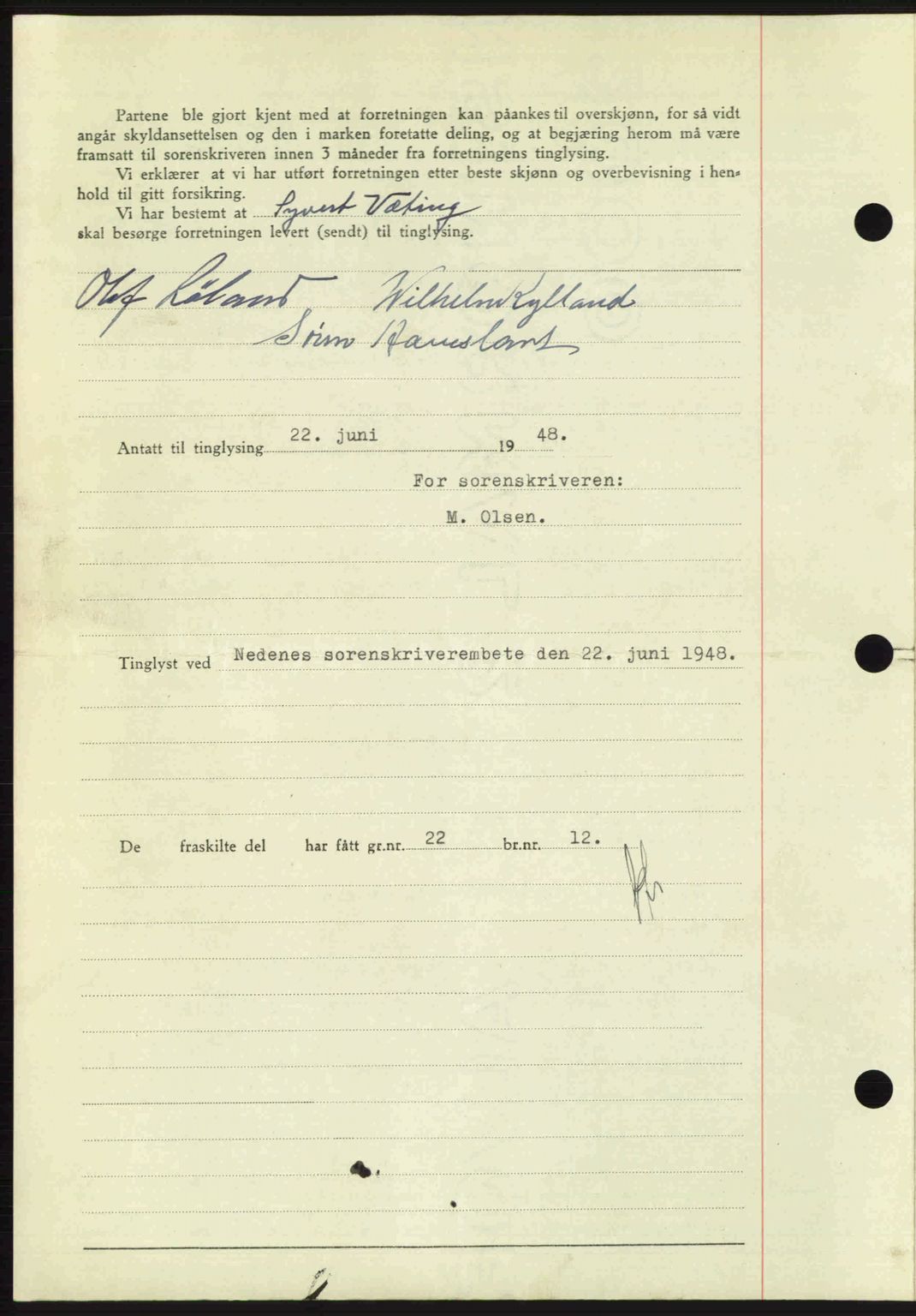 Nedenes sorenskriveri, AV/SAK-1221-0006/G/Gb/Gba/L0059: Mortgage book no. A11, 1948-1948, Diary no: : 920/1948