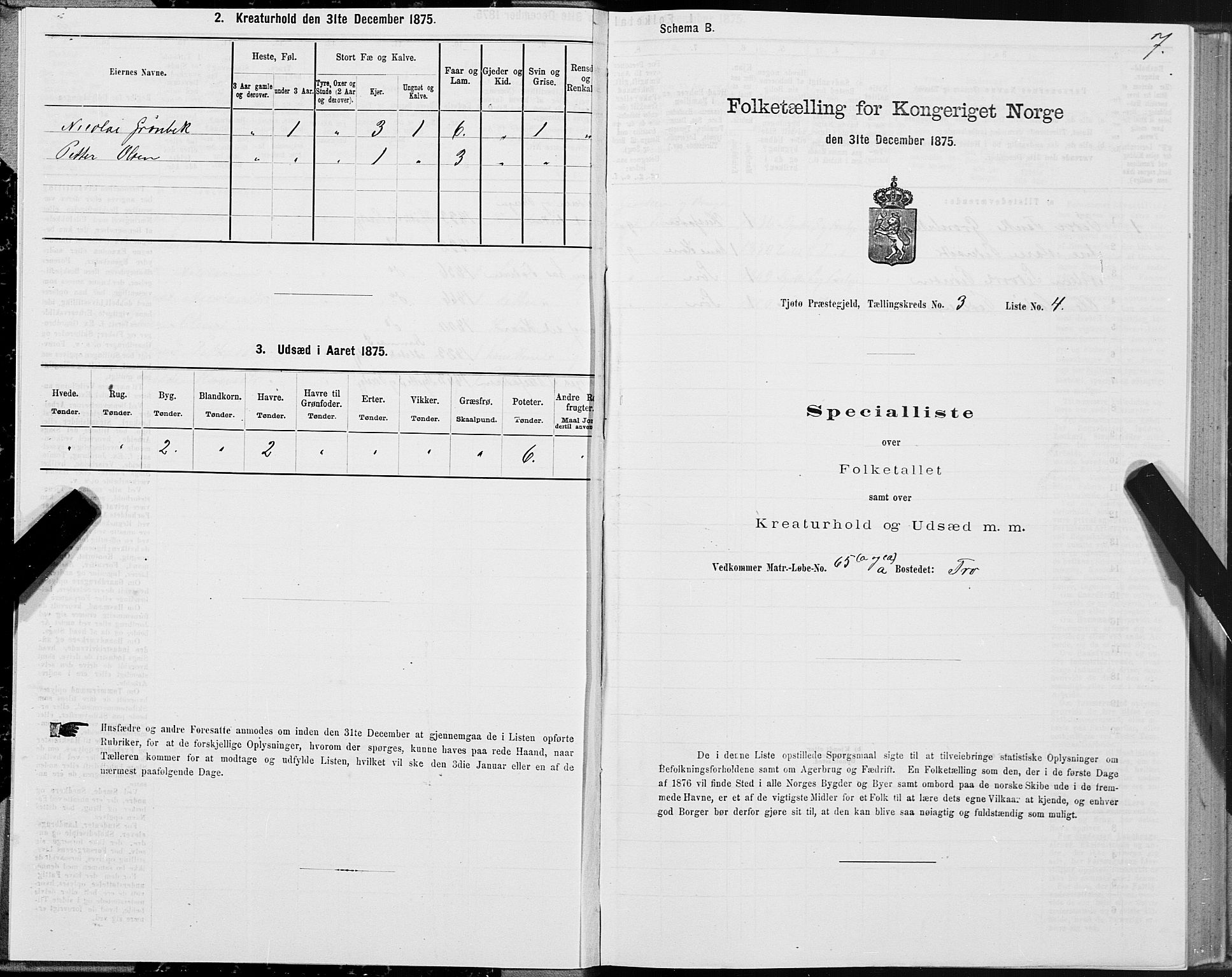 SAT, 1875 census for 1817P Tjøtta, 1875, p. 2007