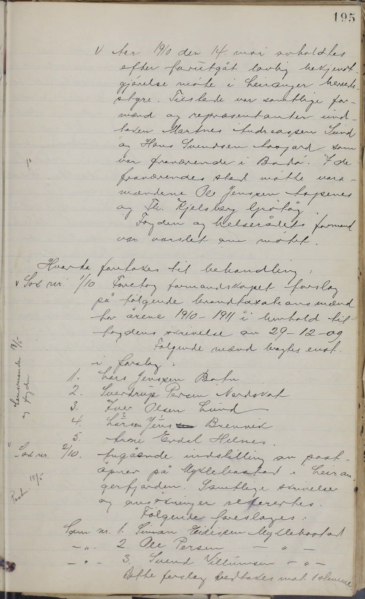 Leiranger kommune. Formannskapet, AIN/K-18471.150/100/L0001: Møtebok, 1900-1913, p. 195