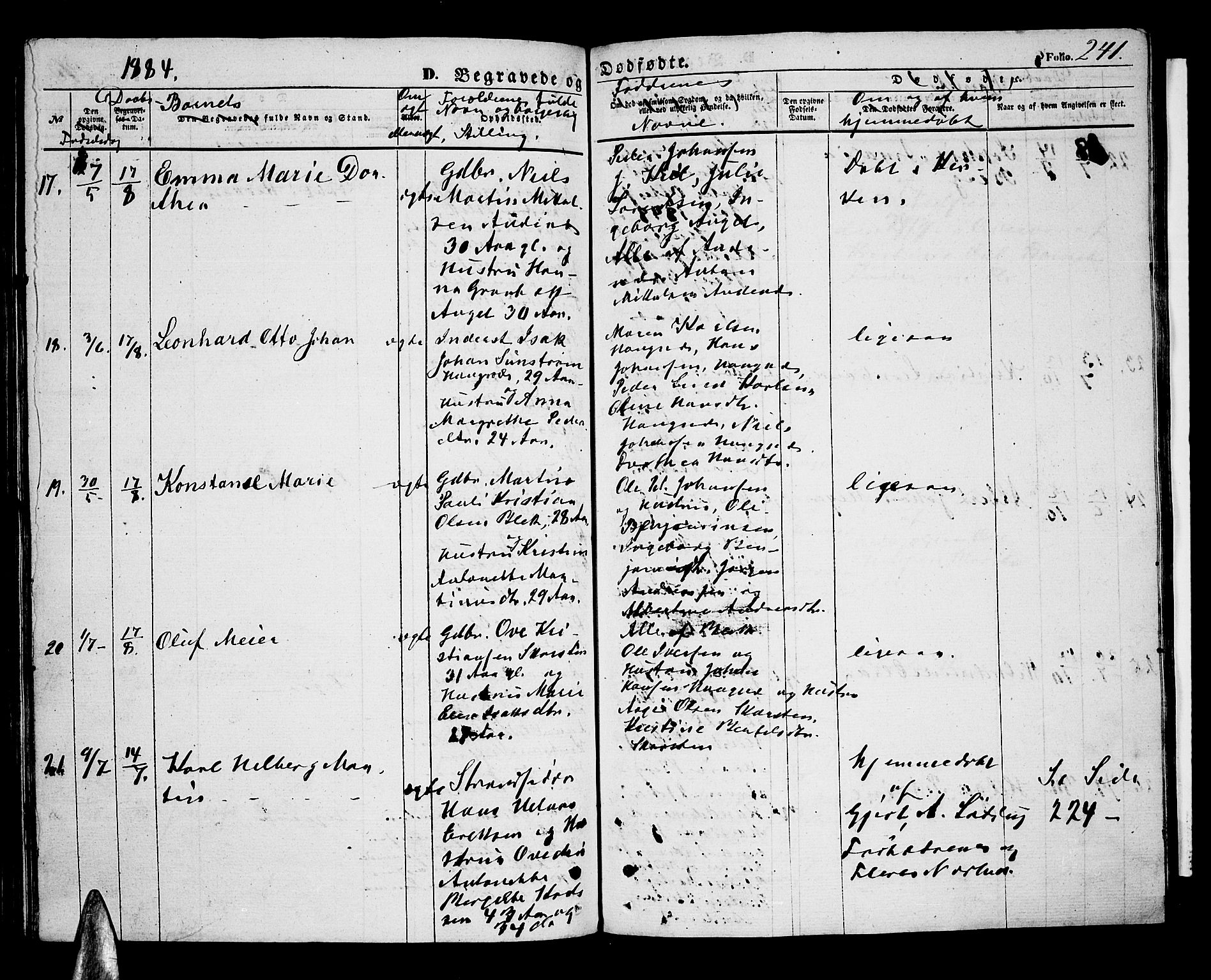 Ministerialprotokoller, klokkerbøker og fødselsregistre - Nordland, AV/SAT-A-1459/899/L1447: Parish register (copy) no. 899C02, 1855-1886, p. 241