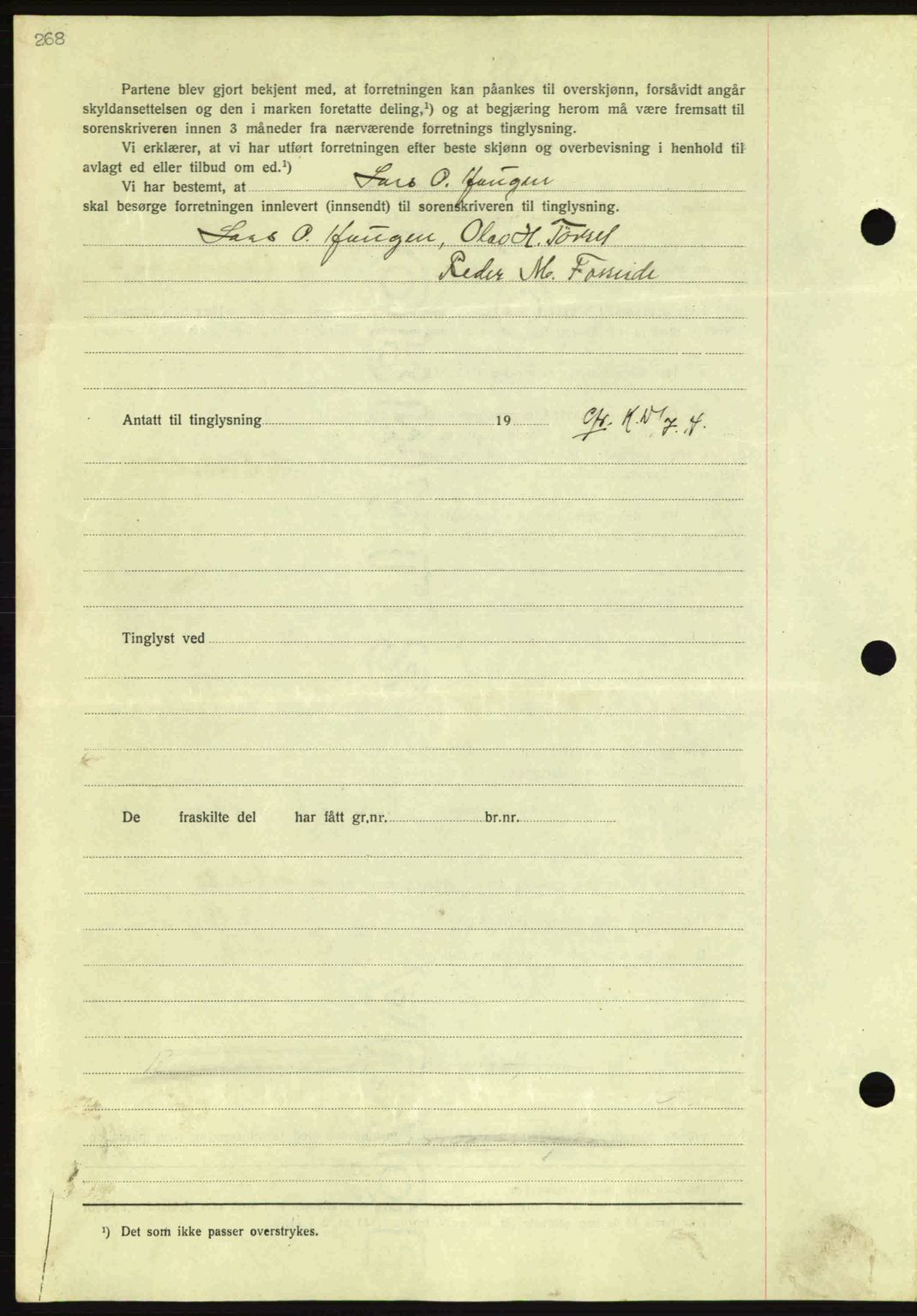 Nordmøre sorenskriveri, AV/SAT-A-4132/1/2/2Ca: Mortgage book no. A81, 1937-1937, Diary no: : 727/1937