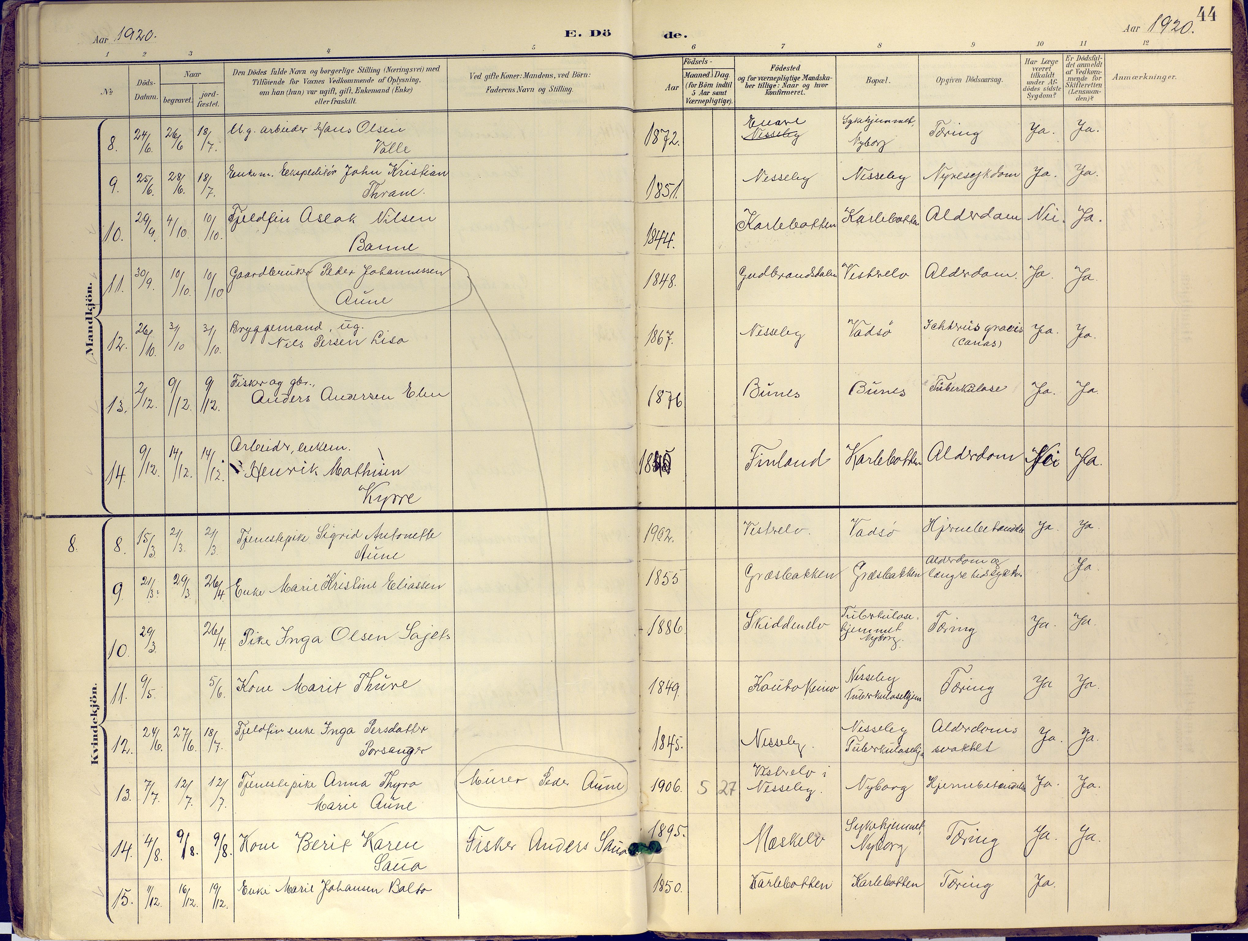 Nesseby sokneprestkontor, SATØ/S-1330/H/Ha/L0007kirke: Parish register (official) no. 7, 1898-1921, p. 44