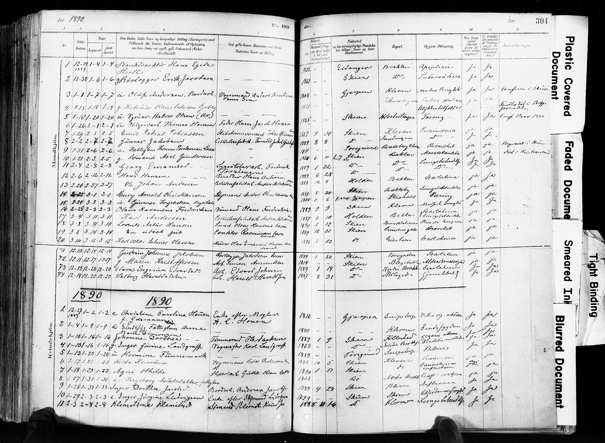 Skien kirkebøker, SAKO/A-302/F/Fa/L0009: Parish register (official) no. 9, 1878-1890, p. 304