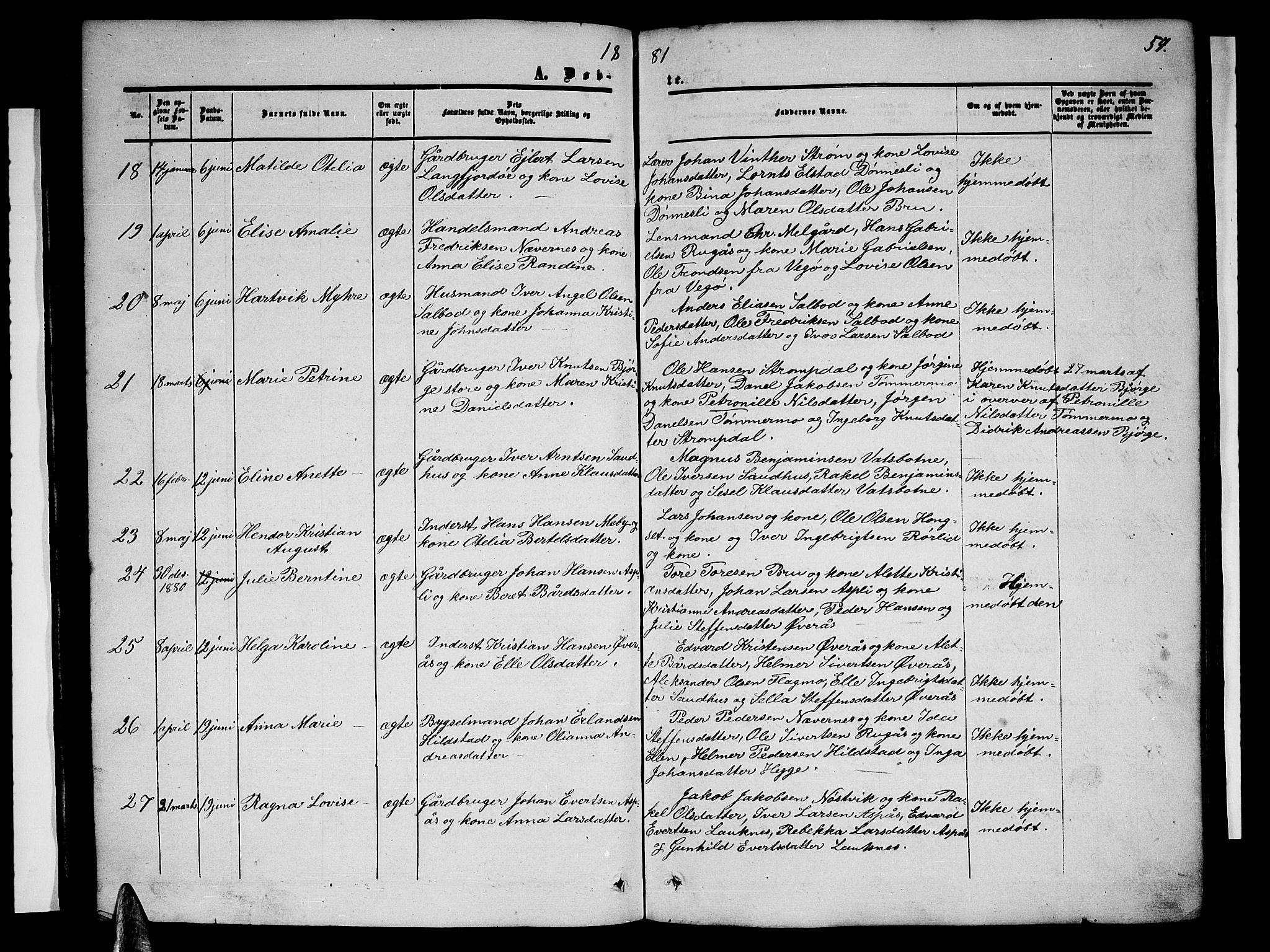 Ministerialprotokoller, klokkerbøker og fødselsregistre - Nordland, AV/SAT-A-1459/814/L0229: Parish register (copy) no. 814C02, 1859-1883, p. 54