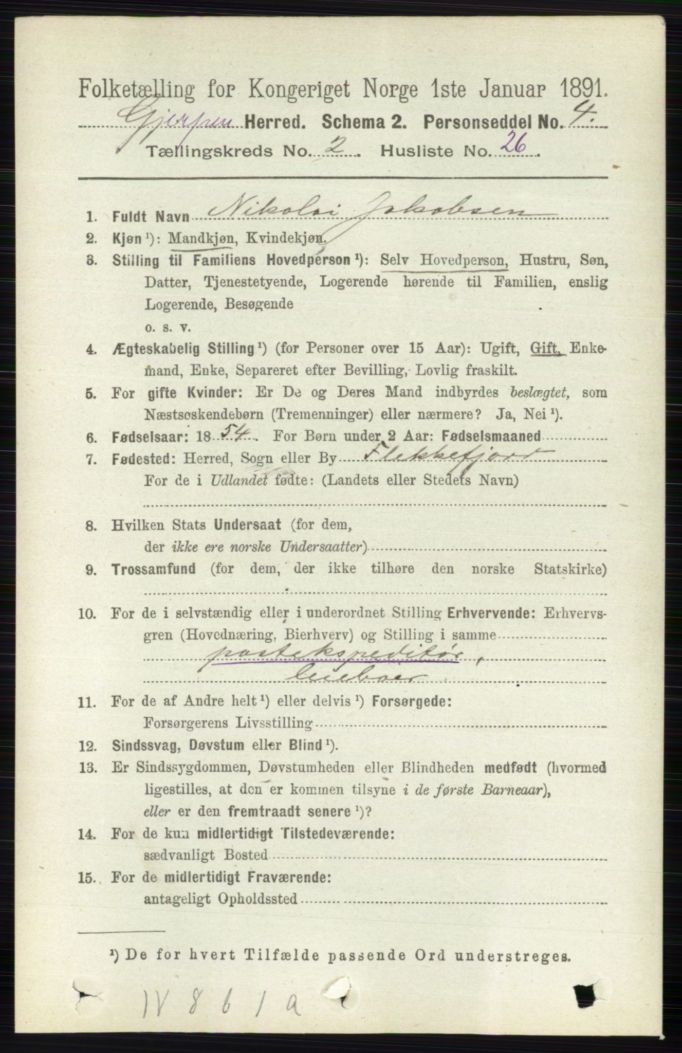 RA, 1891 census for 0812 Gjerpen, 1891, p. 930