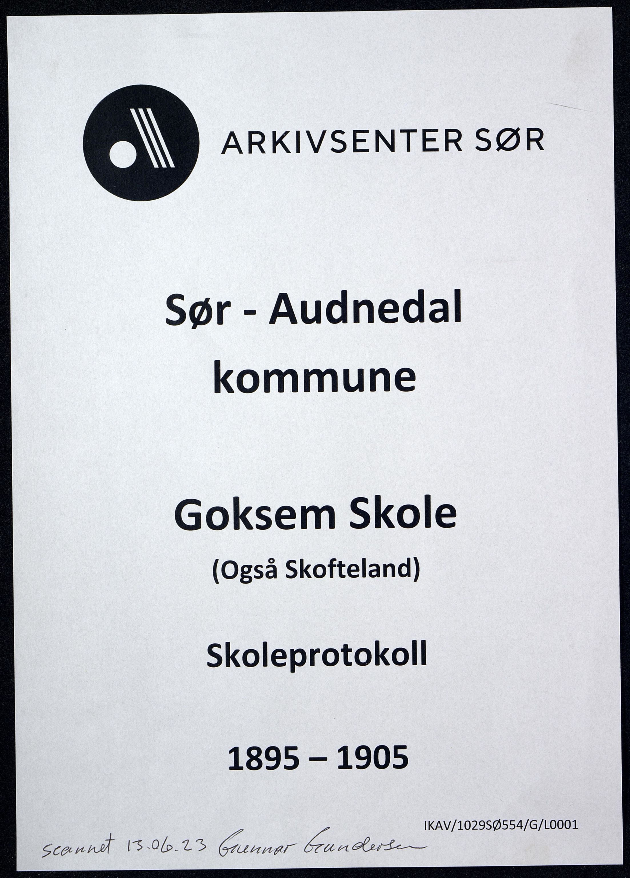 Sør-Audnedal kommune - Goksem Skole, ARKSOR/1029SØ554/G/L0001: Skoleprotokoll, 1895-1905