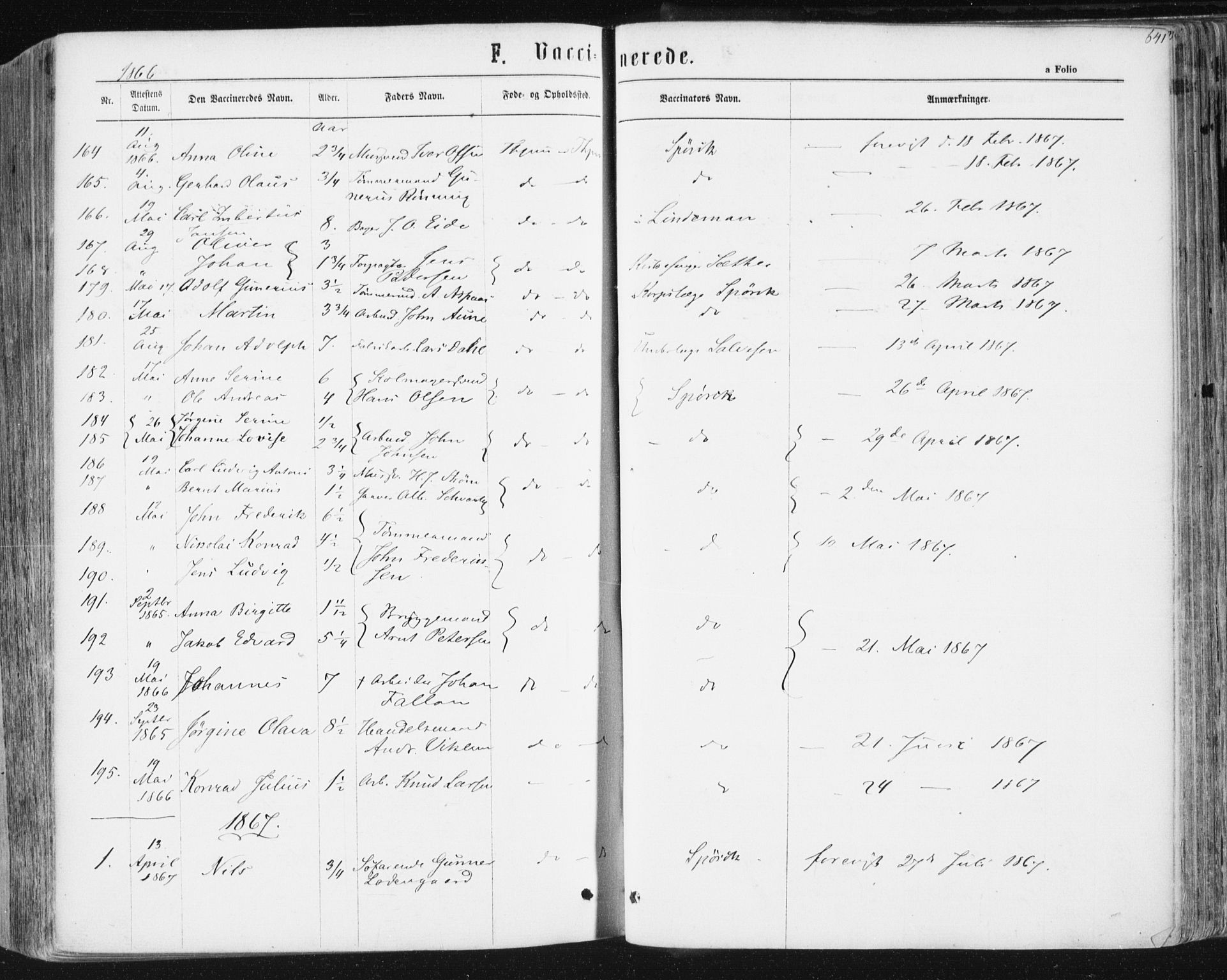 Ministerialprotokoller, klokkerbøker og fødselsregistre - Sør-Trøndelag, AV/SAT-A-1456/604/L0186: Parish register (official) no. 604A07, 1866-1877, p. 641