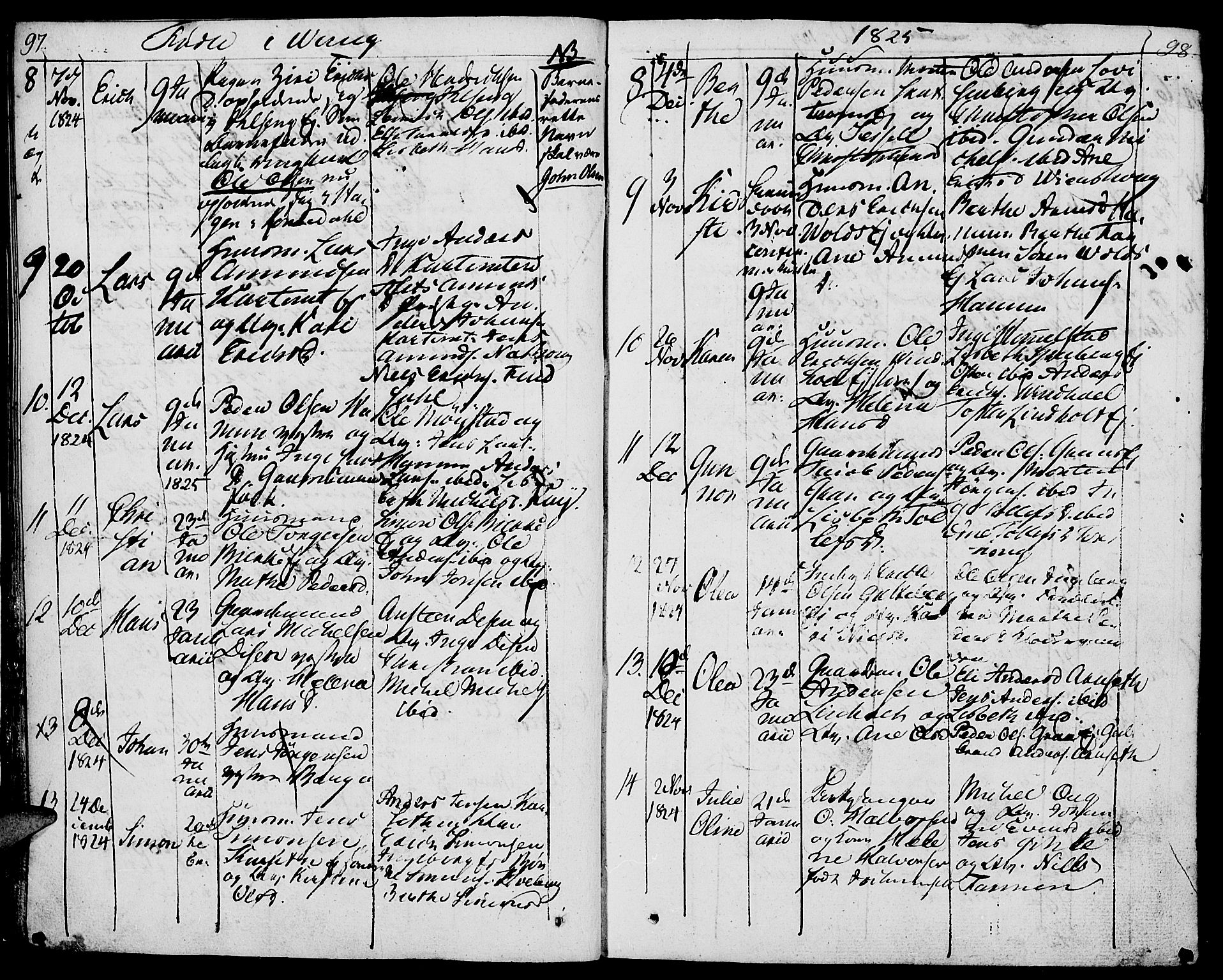 Vang prestekontor, Hedmark, AV/SAH-PREST-008/H/Ha/Haa/L0006: Parish register (official) no. 6 /1, 1809-1827, p. 97-98