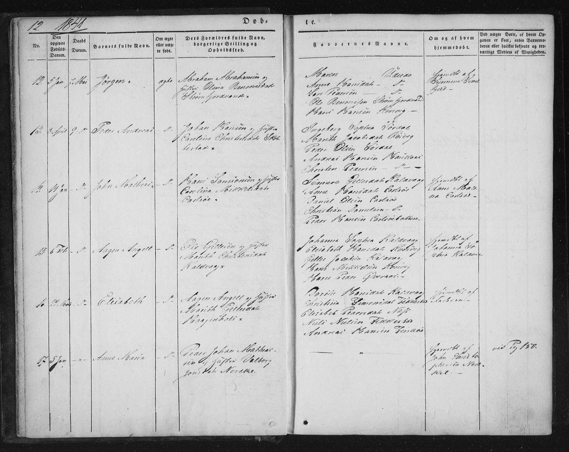 Ministerialprotokoller, klokkerbøker og fødselsregistre - Nordland, AV/SAT-A-1459/859/L0843: Parish register (official) no. 859A03, 1840-1848, p. 12