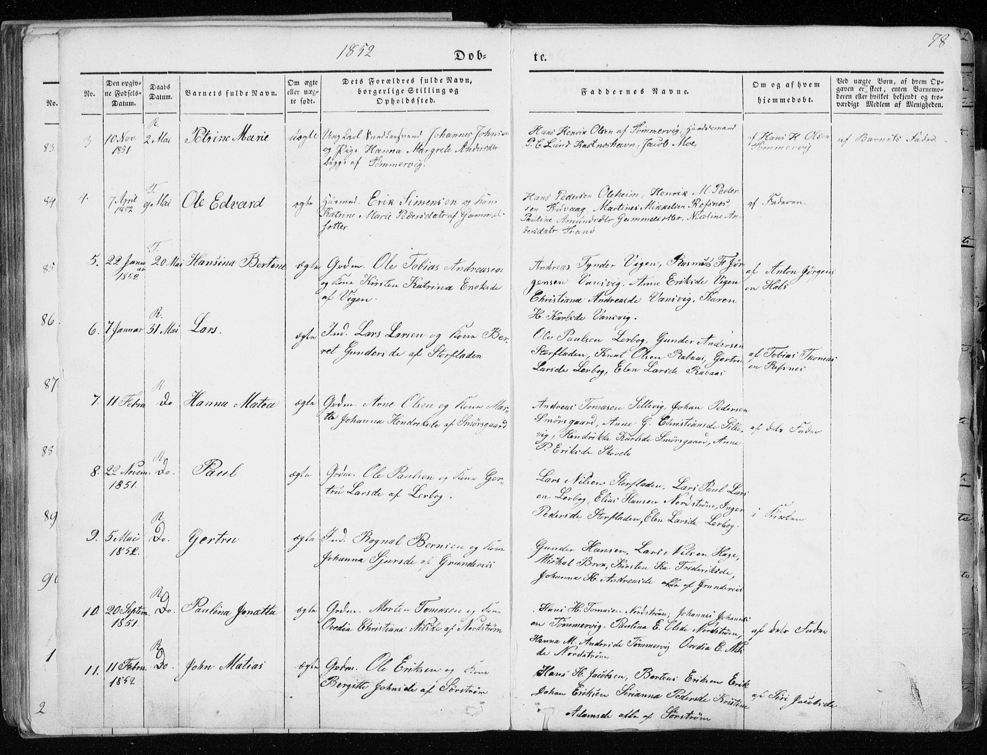 Tranøy sokneprestkontor, SATØ/S-1313/I/Ia/Iaa/L0006kirke: Parish register (official) no. 6, 1844-1855, p. 78