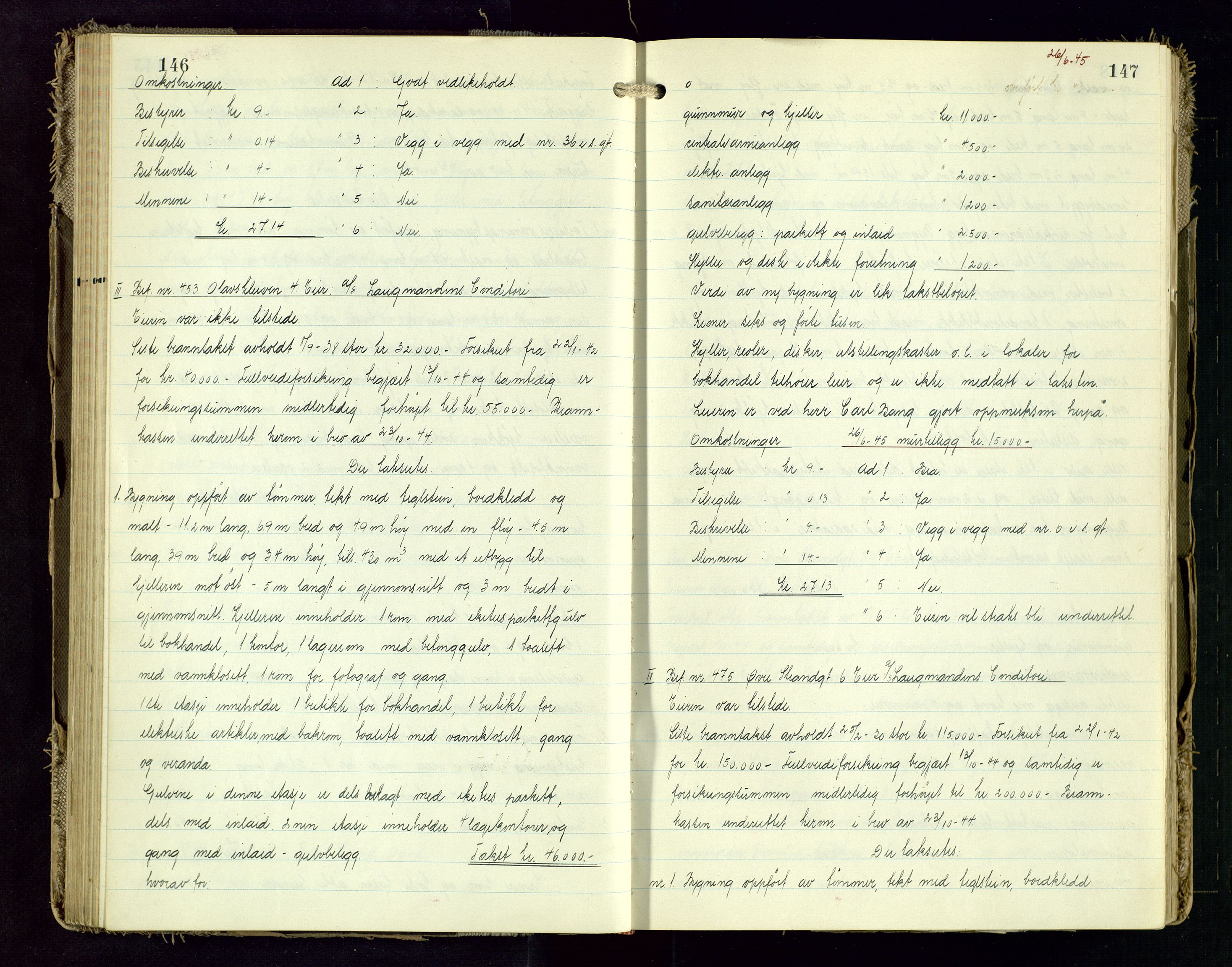 Norges Brannkasse Stavanger, AV/SAST-A-102143/F/Fd/L0031: Branntaksprotokoll nr. 42, 1945-1946, p. 146-147