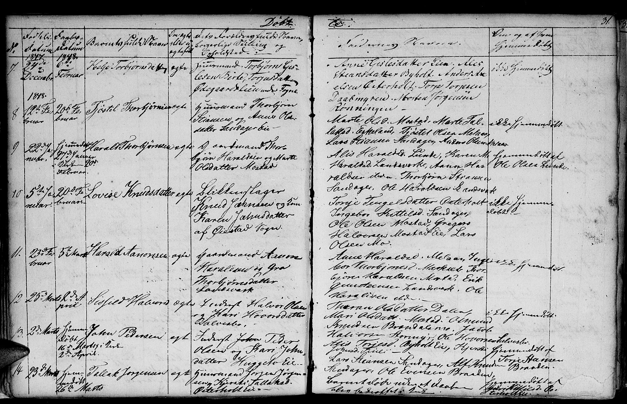 Gjerstad sokneprestkontor, AV/SAK-1111-0014/F/Fb/Fba/L0004: Parish register (copy) no. B 4, 1845-1853, p. 31