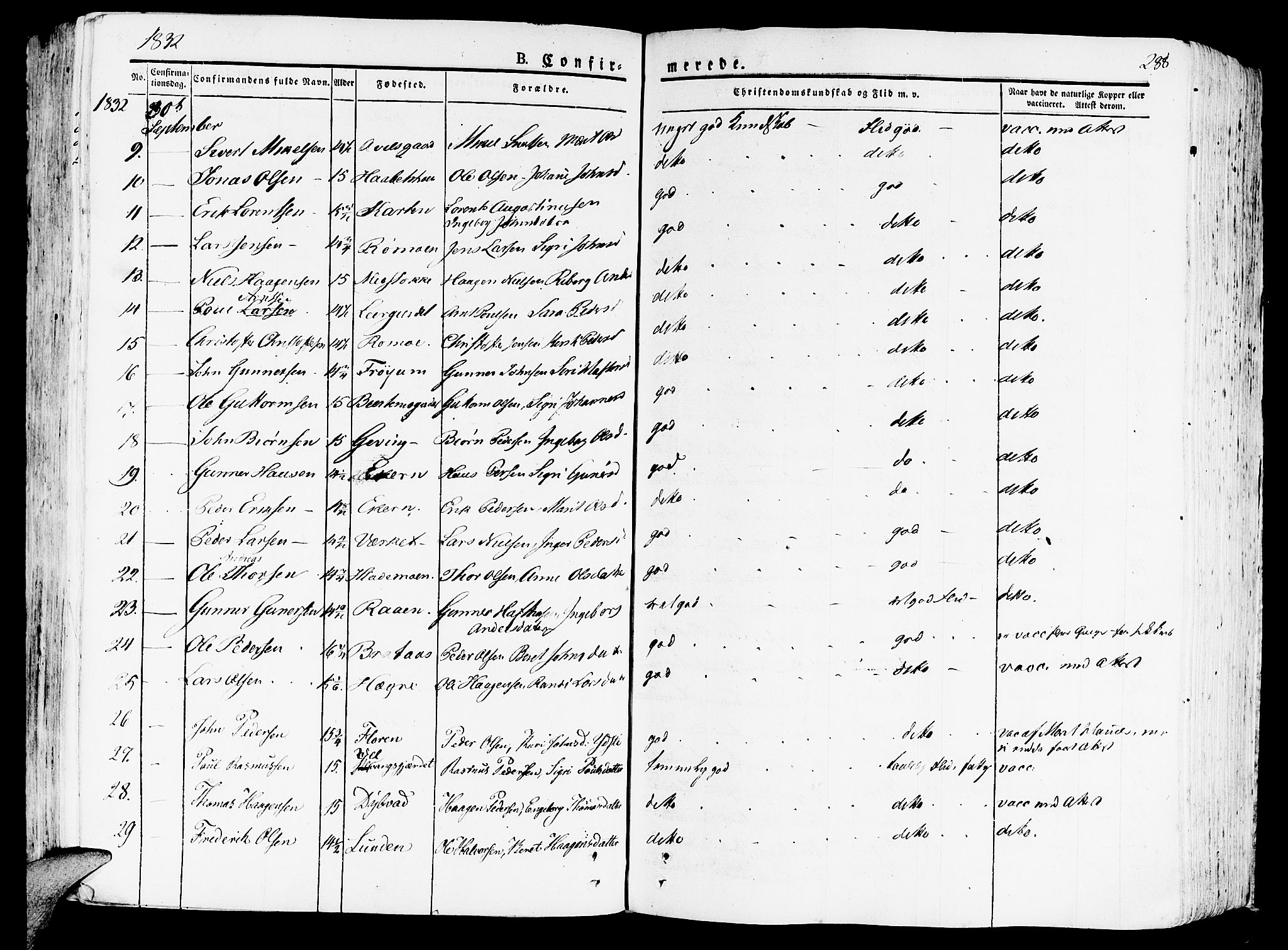 Ministerialprotokoller, klokkerbøker og fødselsregistre - Nord-Trøndelag, AV/SAT-A-1458/709/L0070: Parish register (official) no. 709A10, 1820-1832, p. 288