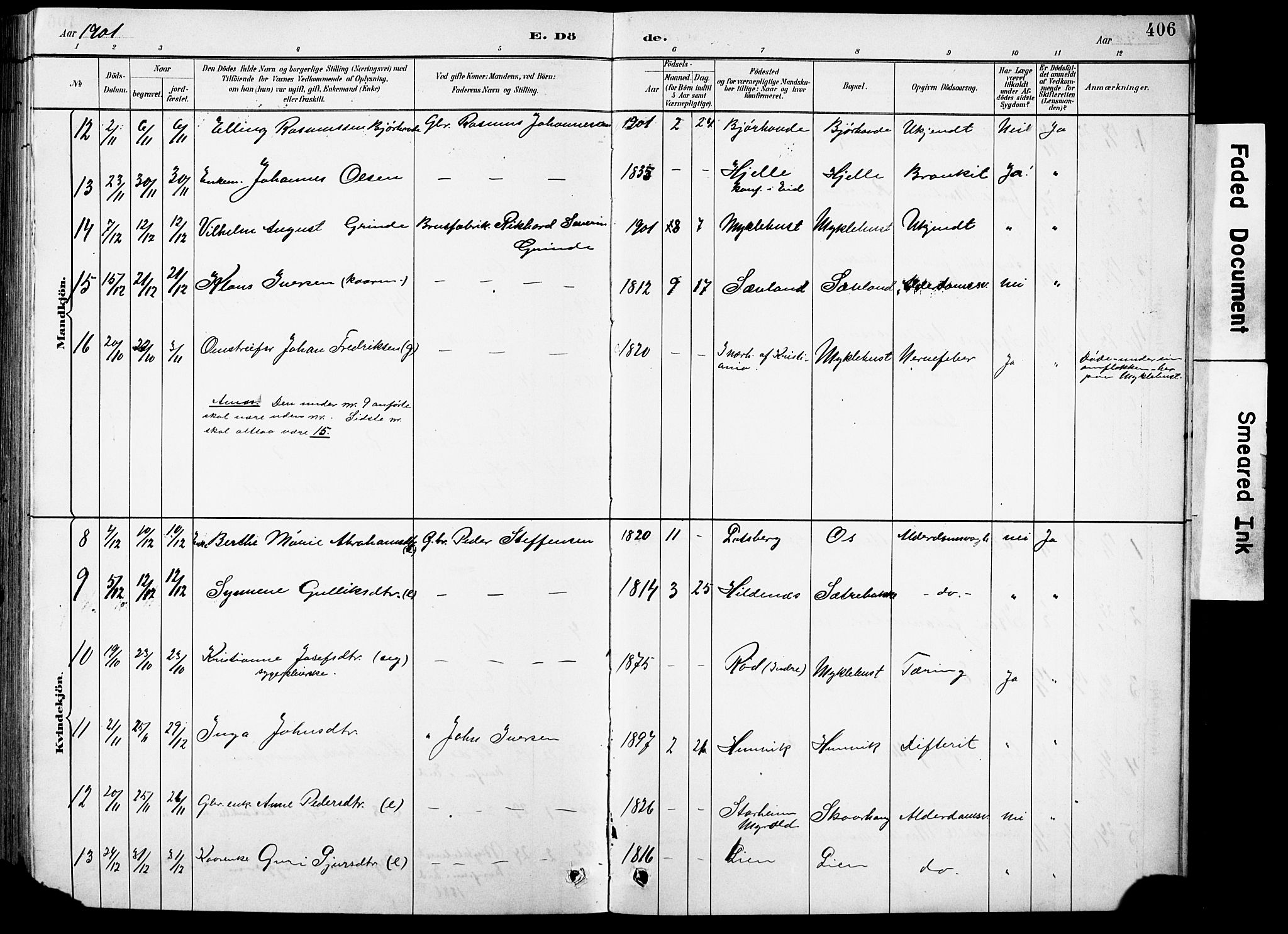 Eid sokneprestembete, AV/SAB-A-82301/H/Hab/Habb/L0002: Parish register (copy) no. B 2, 1882-1907, p. 406