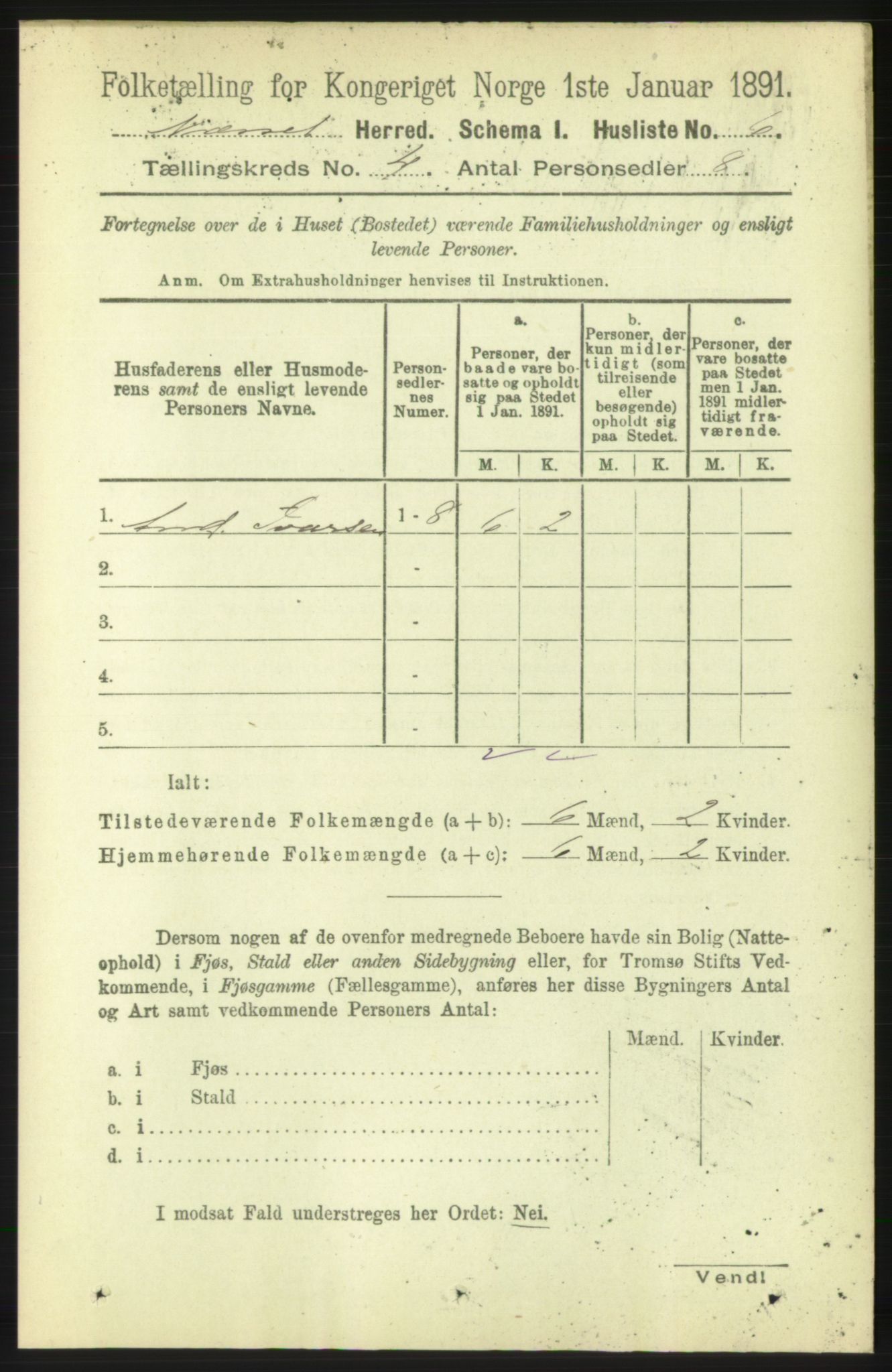 RA, 1891 census for 1543 Nesset, 1891, p. 1640