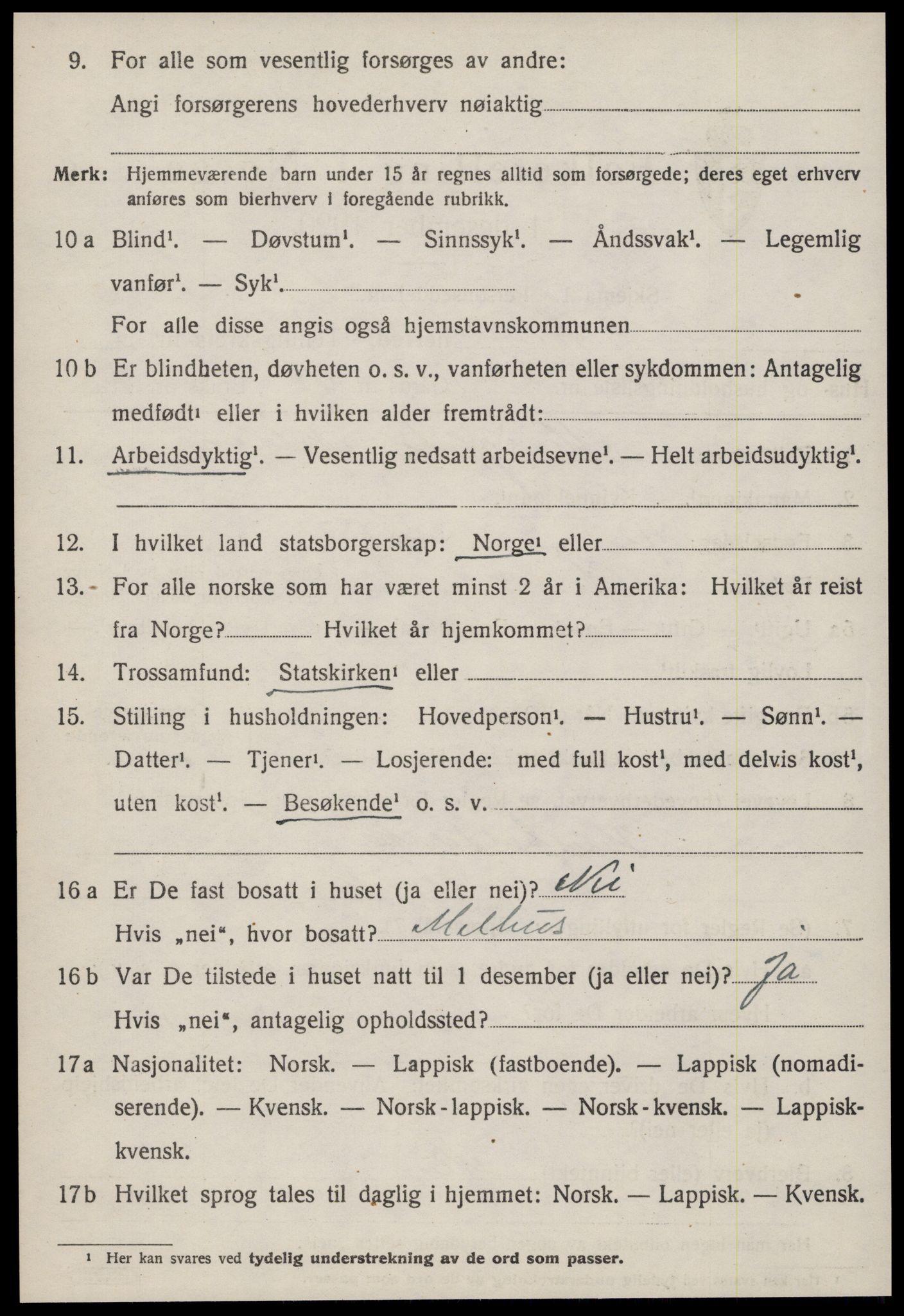 SAT, 1920 census for Ørland, 1920, p. 2818