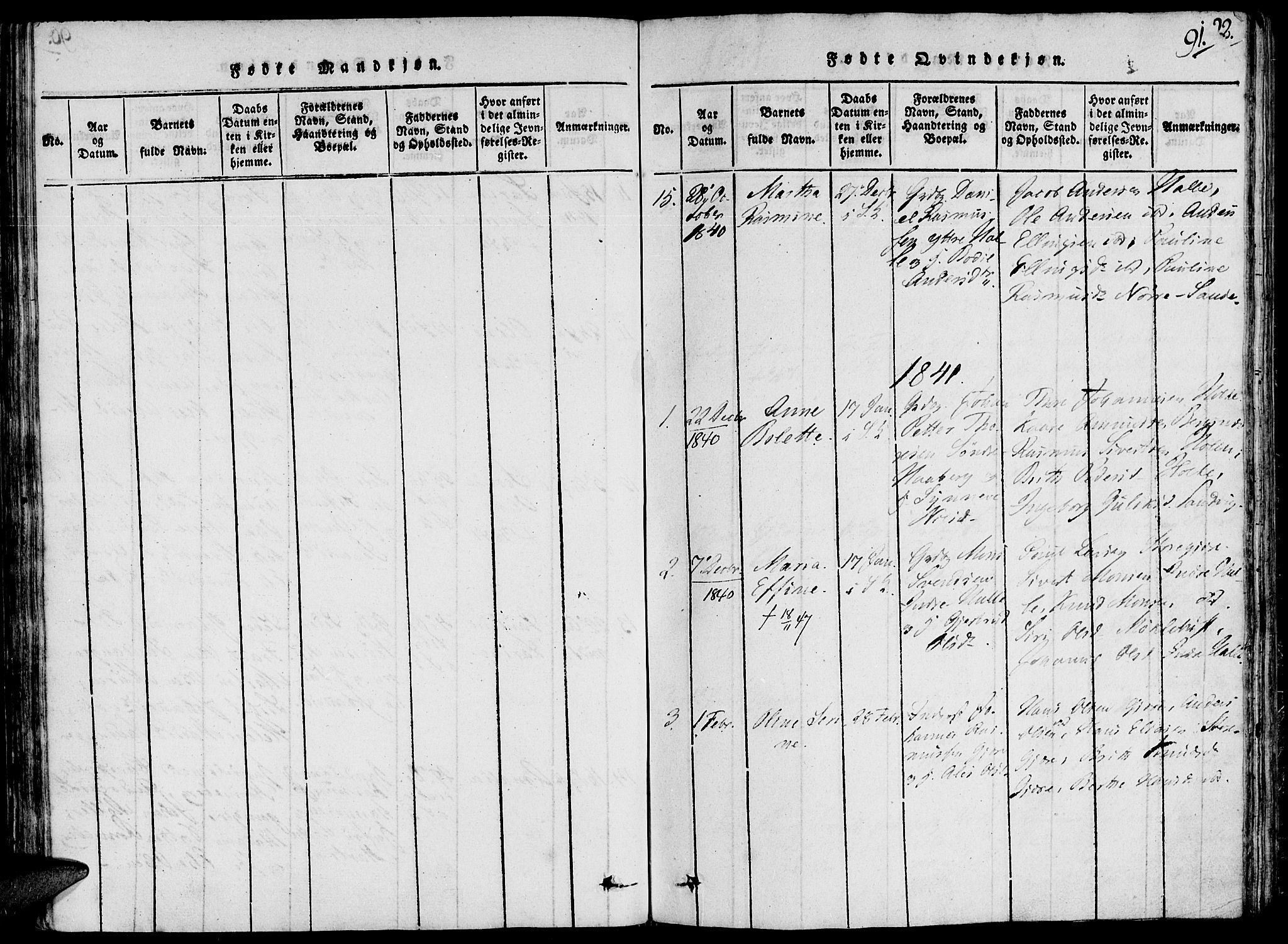 Ministerialprotokoller, klokkerbøker og fødselsregistre - Møre og Romsdal, AV/SAT-A-1454/503/L0033: Parish register (official) no. 503A01, 1816-1841, p. 91