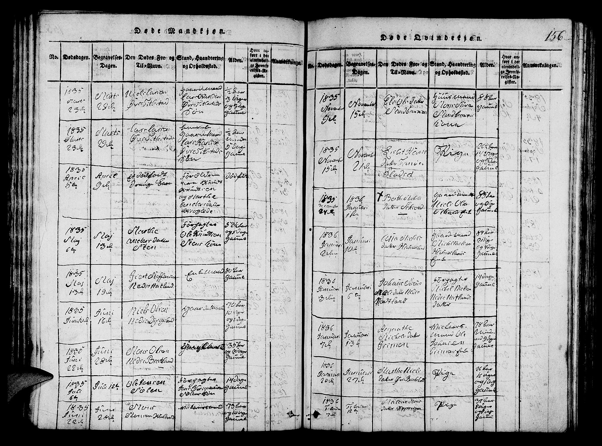 Fana Sokneprestembete, AV/SAB-A-75101/H/Hab/Haba/L0001: Parish register (copy) no. A 1, 1816-1836, p. 156