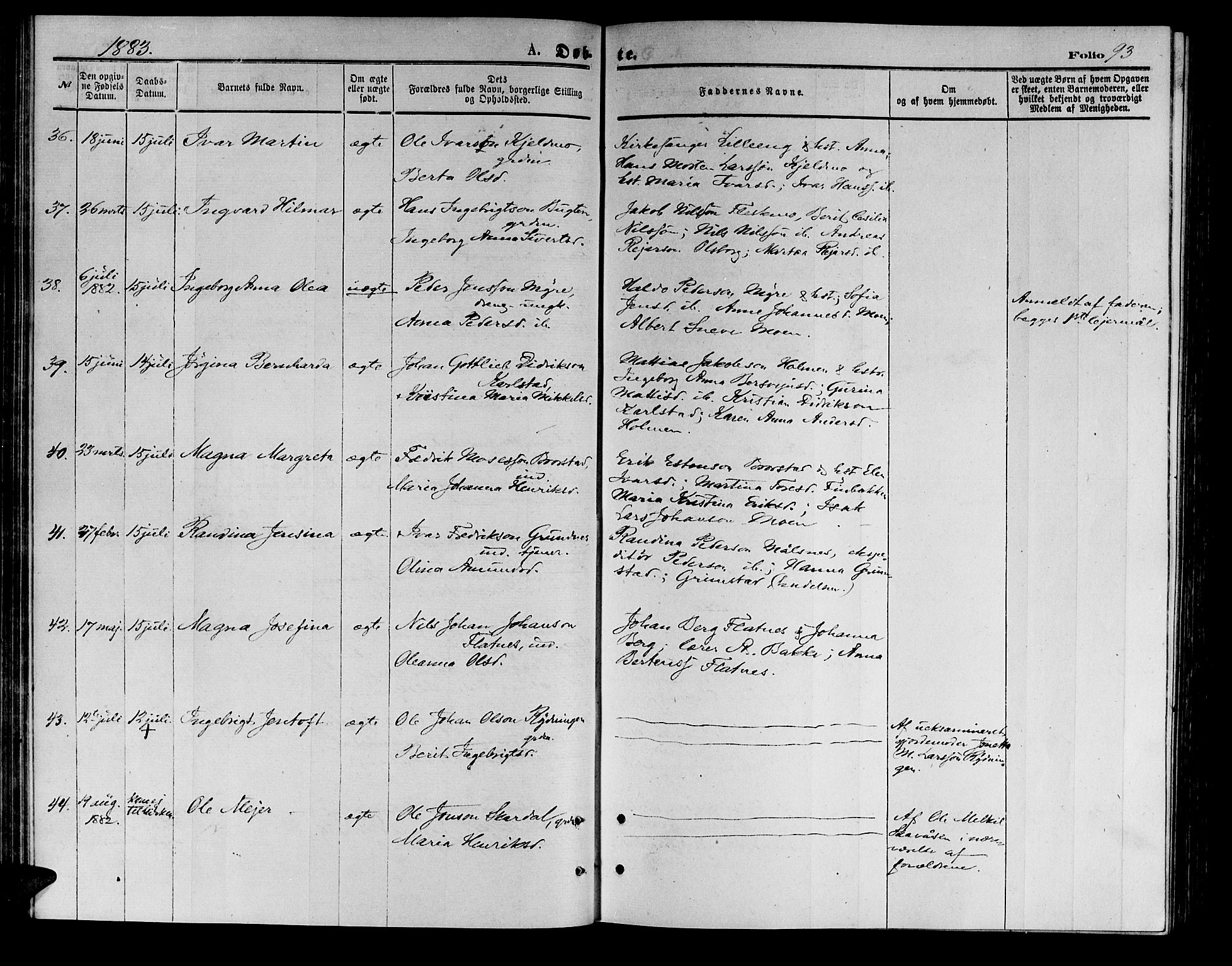 Målselv sokneprestembete, SATØ/S-1311/G/Ga/Gab/L0003klokker: Parish register (copy) no. 3, 1874-1885, p. 93