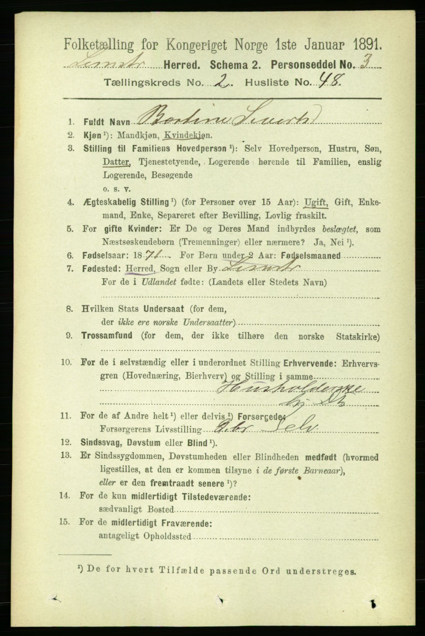 RA, 1891 census for 1654 Leinstrand, 1891, p. 802