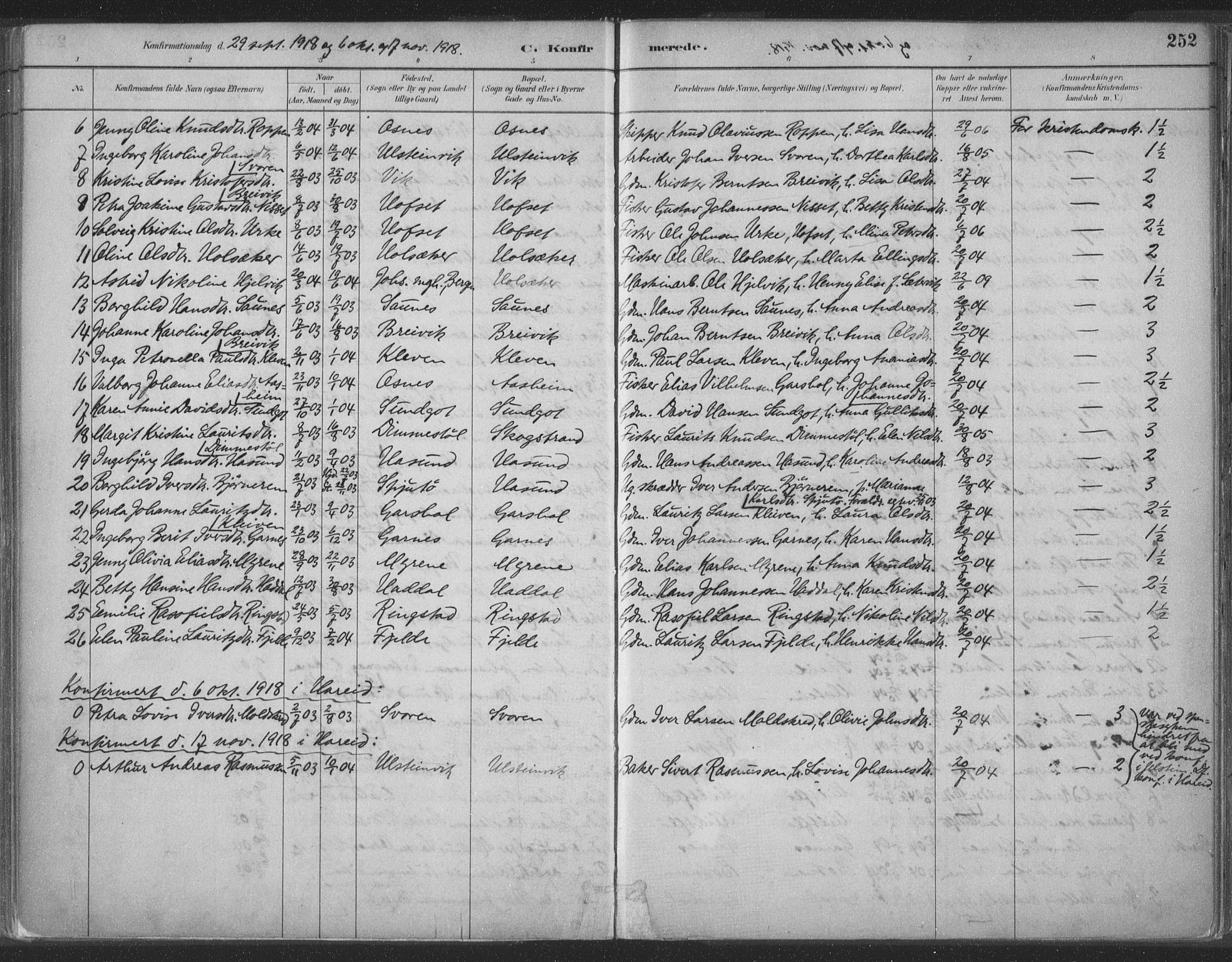 Ministerialprotokoller, klokkerbøker og fødselsregistre - Møre og Romsdal, SAT/A-1454/509/L0106: Parish register (official) no. 509A04, 1883-1922, p. 252