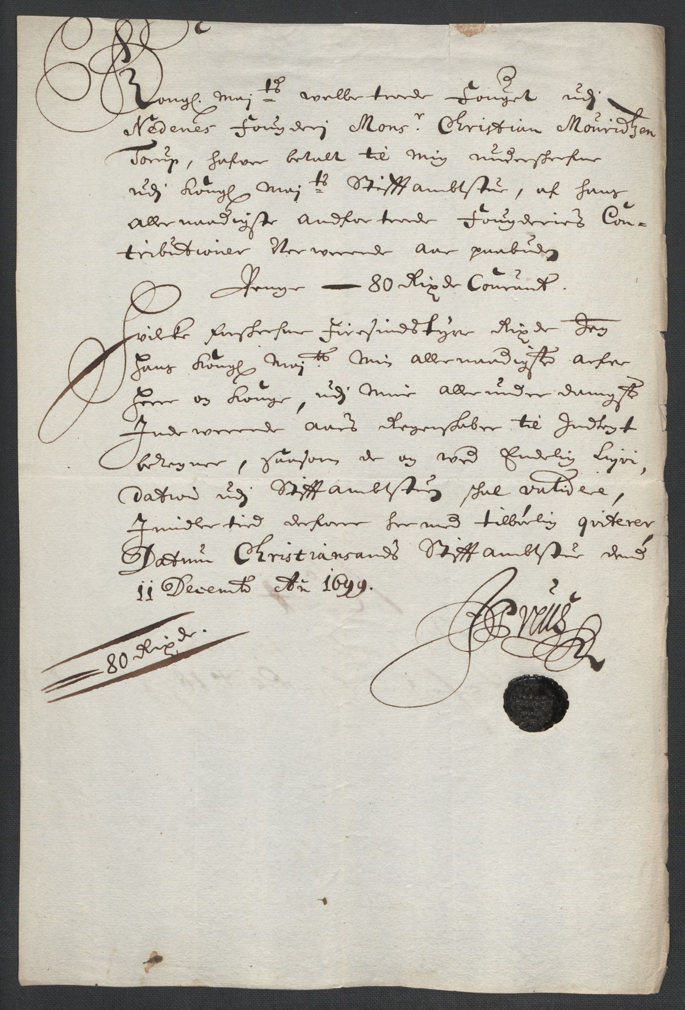 Rentekammeret inntil 1814, Reviderte regnskaper, Fogderegnskap, AV/RA-EA-4092/R39/L2314: Fogderegnskap Nedenes, 1698-1699, p. 291