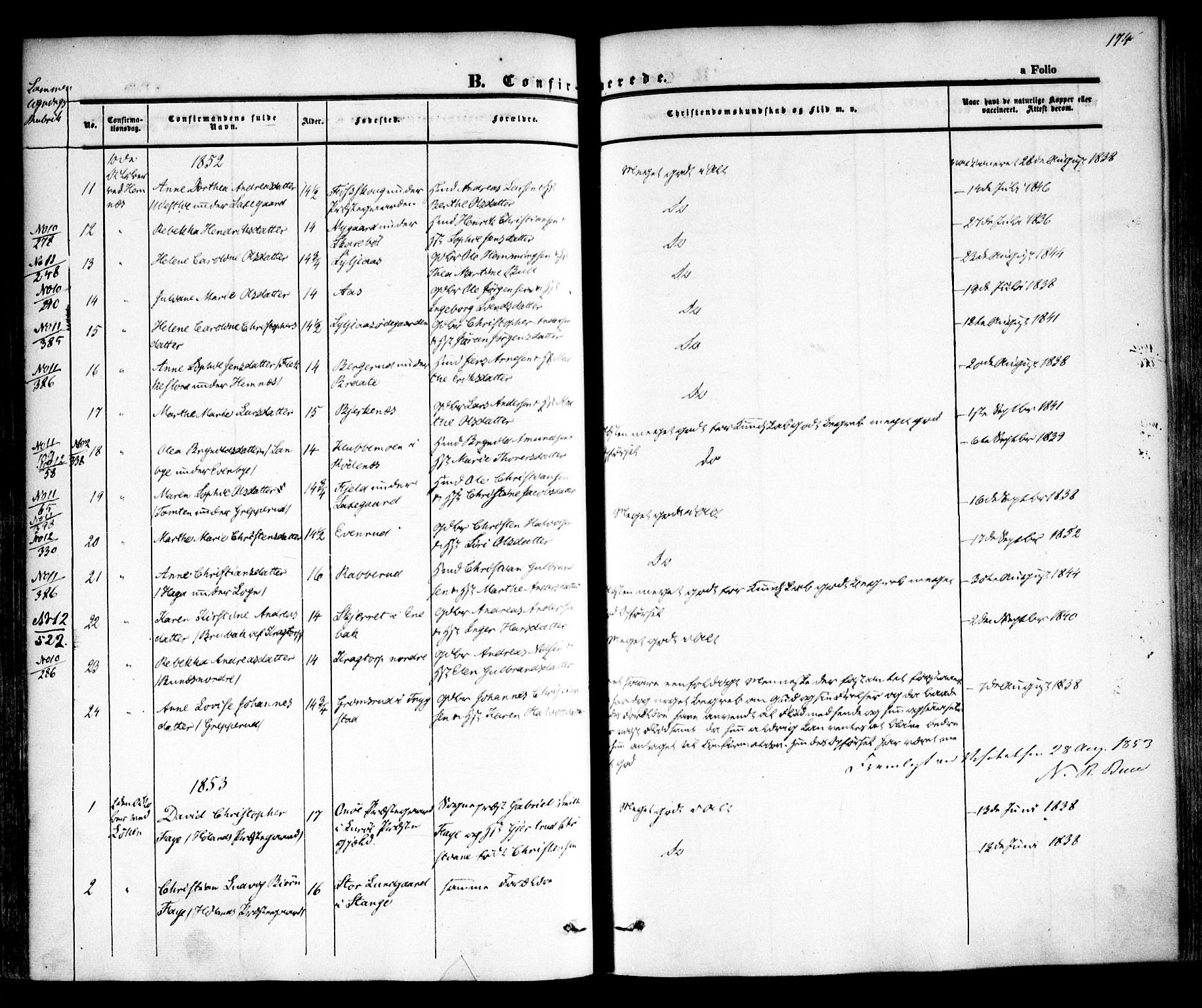 Høland prestekontor Kirkebøker, AV/SAO-A-10346a/F/Fa/L0009: Parish register (official) no. I 9, 1846-1853, p. 174