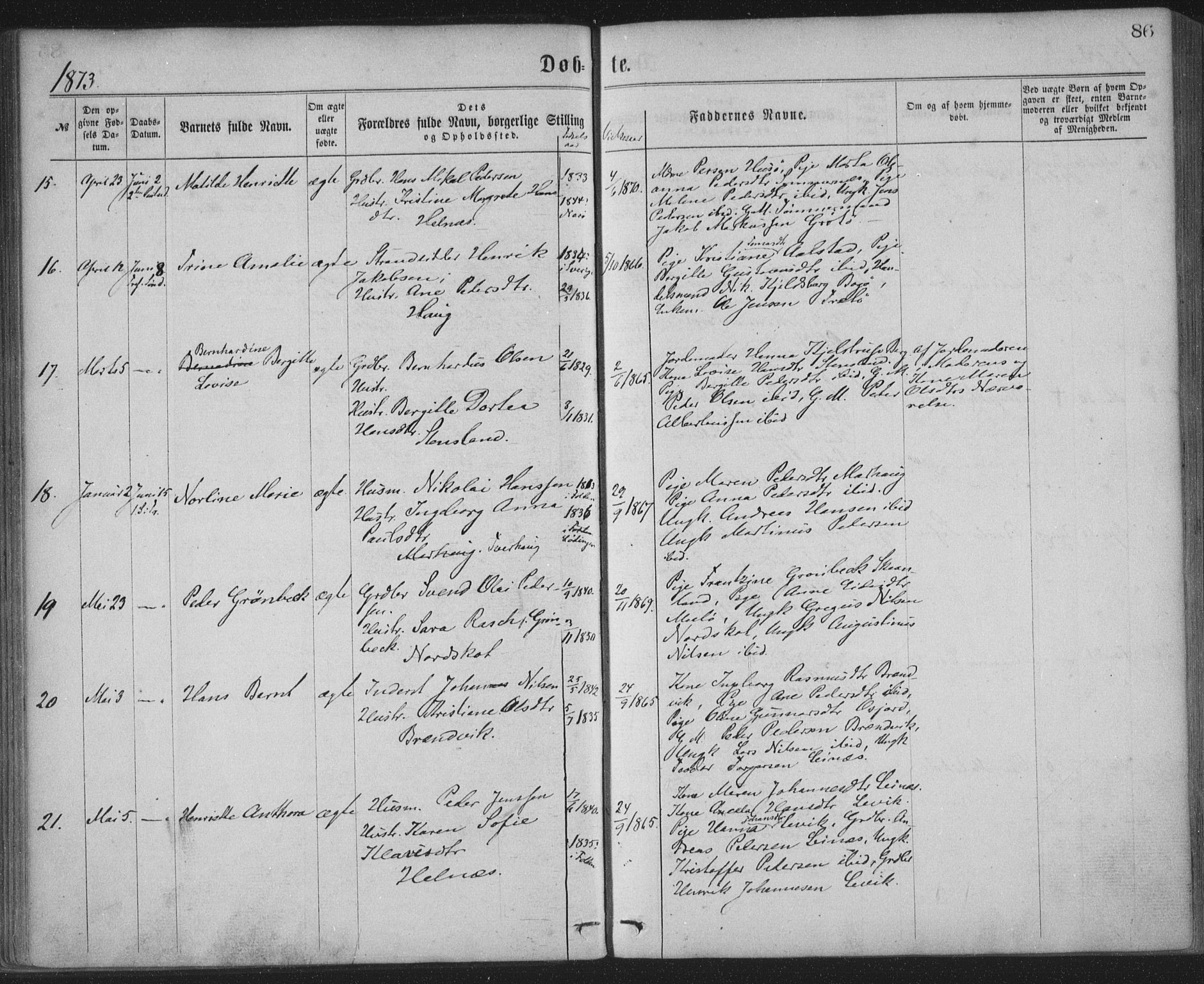 Ministerialprotokoller, klokkerbøker og fødselsregistre - Nordland, AV/SAT-A-1459/855/L0801: Parish register (official) no. 855A09, 1864-1874, p. 86