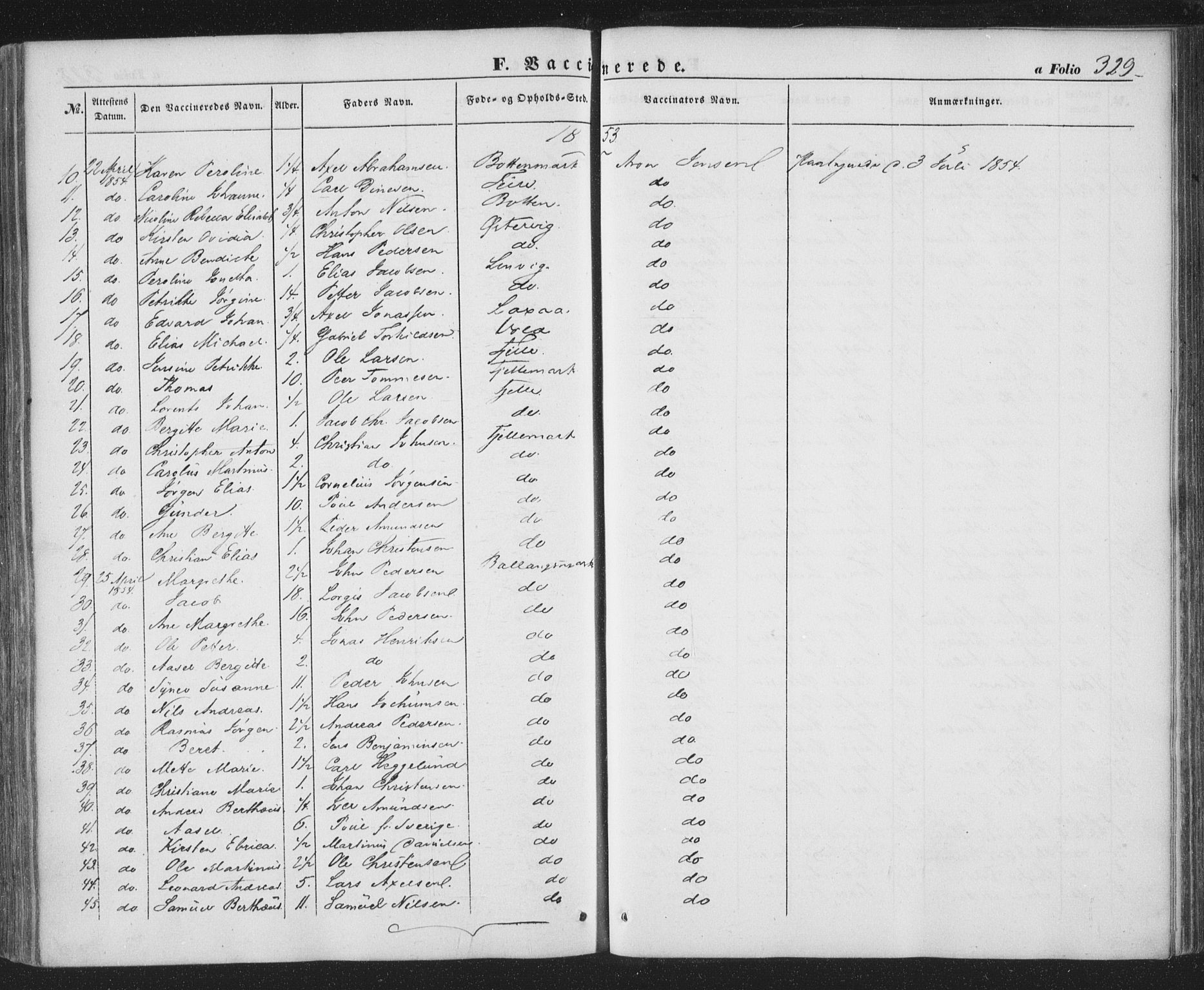 Ministerialprotokoller, klokkerbøker og fødselsregistre - Nordland, AV/SAT-A-1459/863/L0895: Parish register (official) no. 863A07, 1851-1860, p. 329