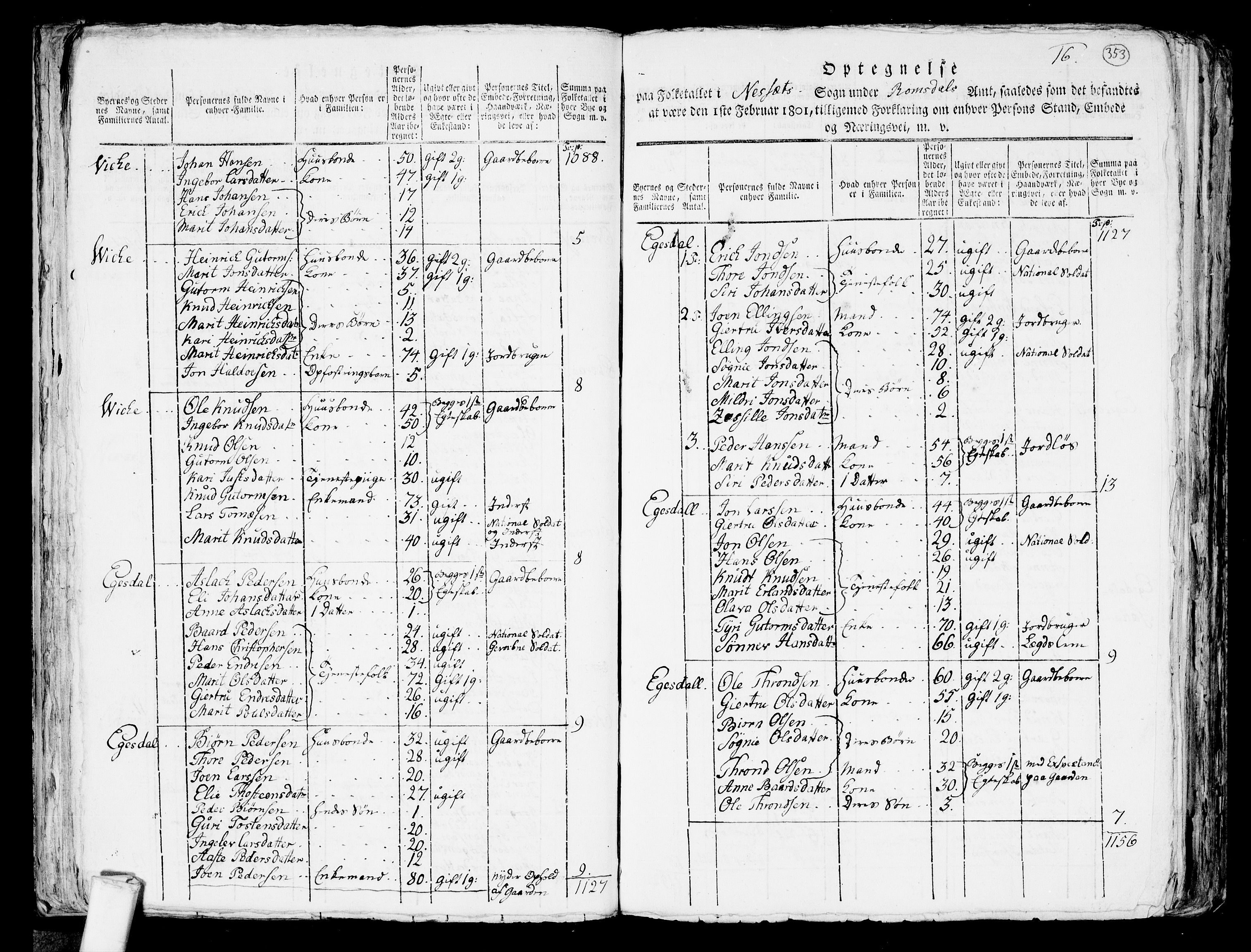 RA, 1801 census for 1543P Nesset, 1801, p. 352b-353a