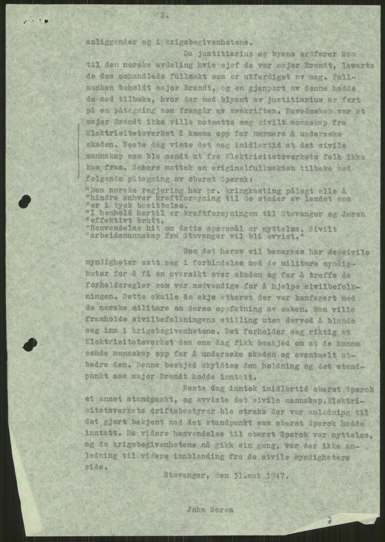 Forsvaret, Forsvarets krigshistoriske avdeling, AV/RA-RAFA-2017/Y/Ya/L0015: II-C-11-31 - Fylkesmenn.  Rapporter om krigsbegivenhetene 1940., 1940, p. 29