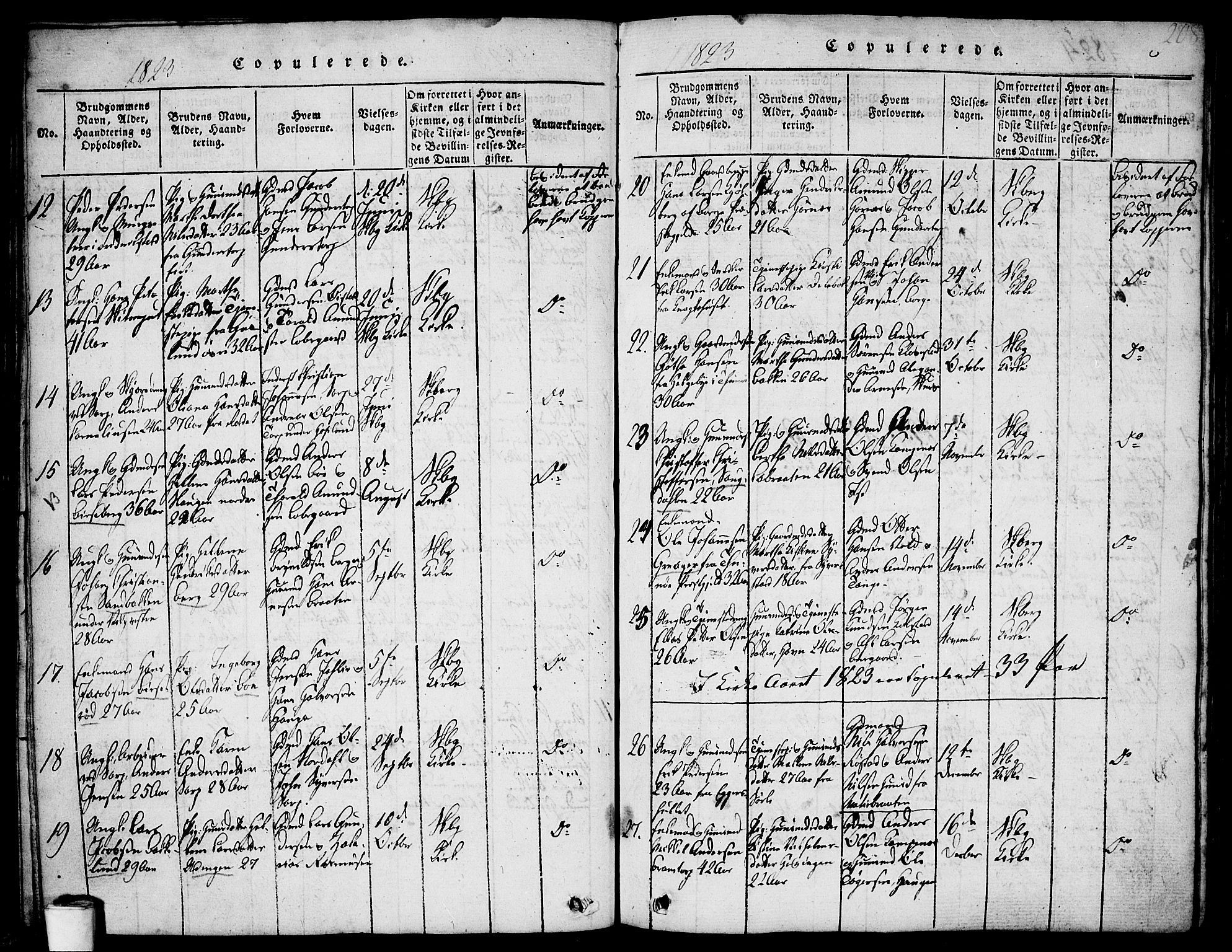 Skjeberg prestekontor Kirkebøker, SAO/A-10923/F/Fa/L0004: Parish register (official) no. I 4, 1815-1830, p. 208