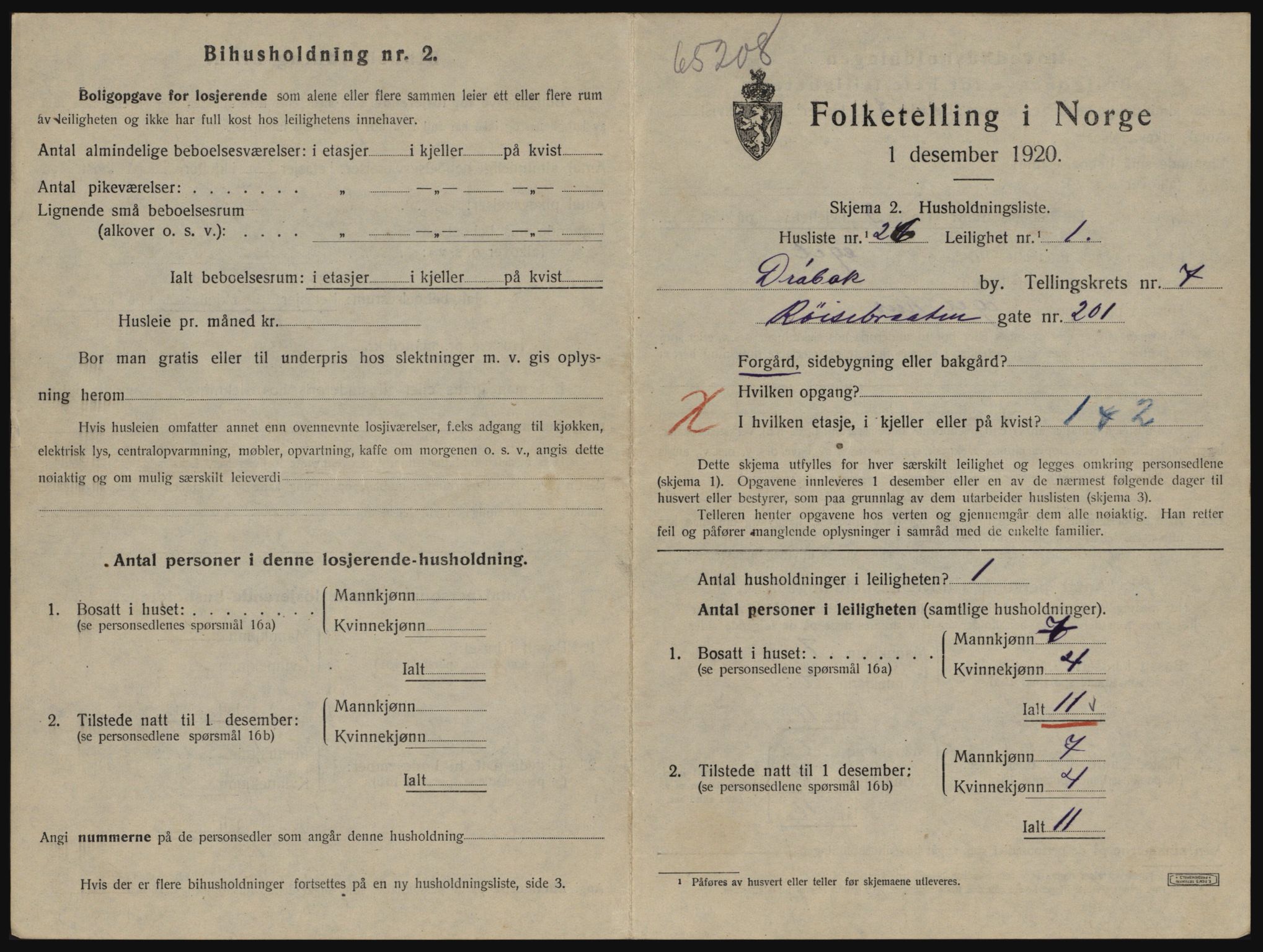 SAO, 1920 census for Drøbak, 1920, p. 1787