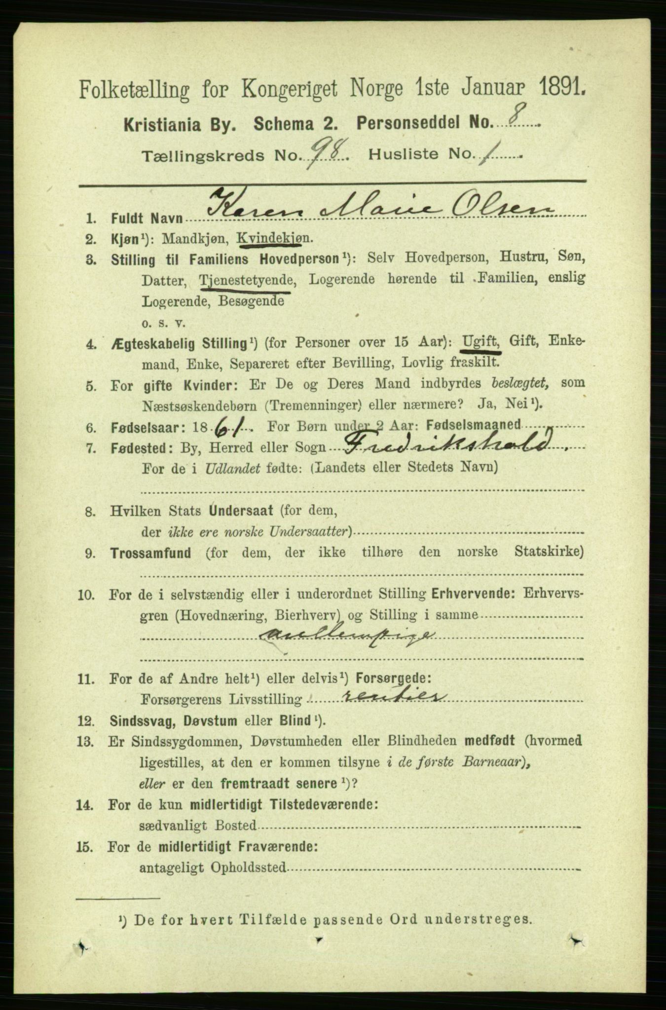 RA, 1891 census for 0301 Kristiania, 1891, p. 47707