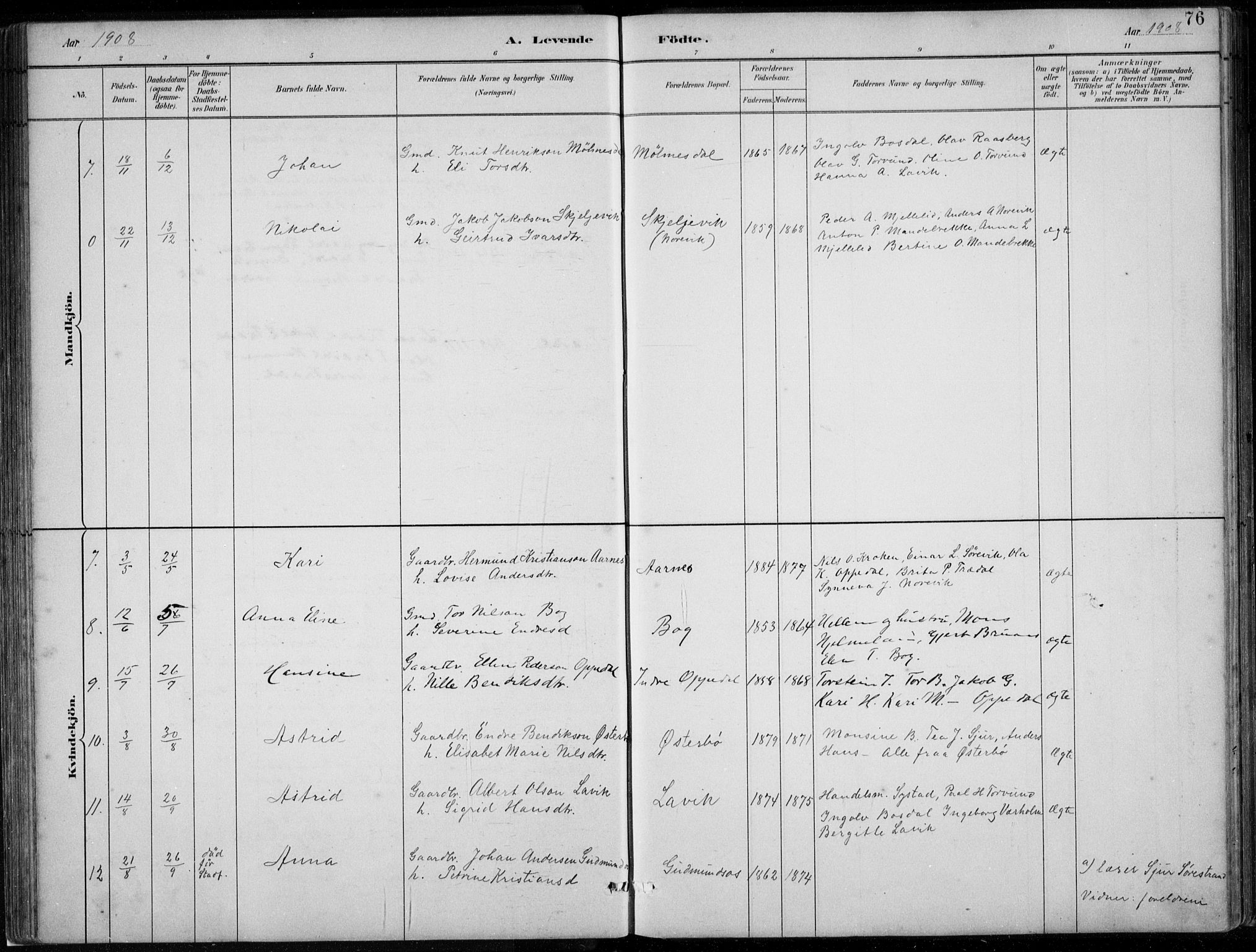 Lavik sokneprestembete, AV/SAB-A-80901: Parish register (copy) no. A 2, 1882-1910, p. 76