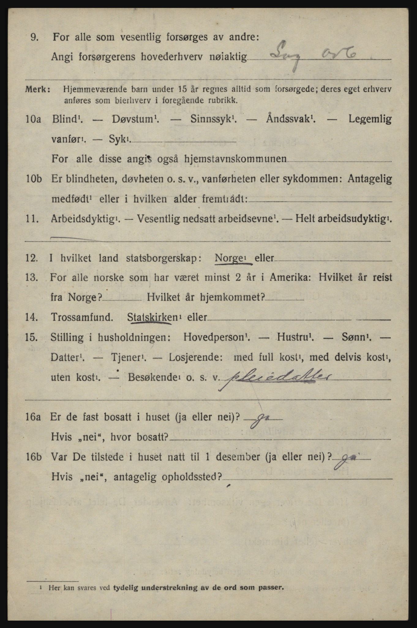 SAO, 1920 census for Berg, 1920, p. 3538